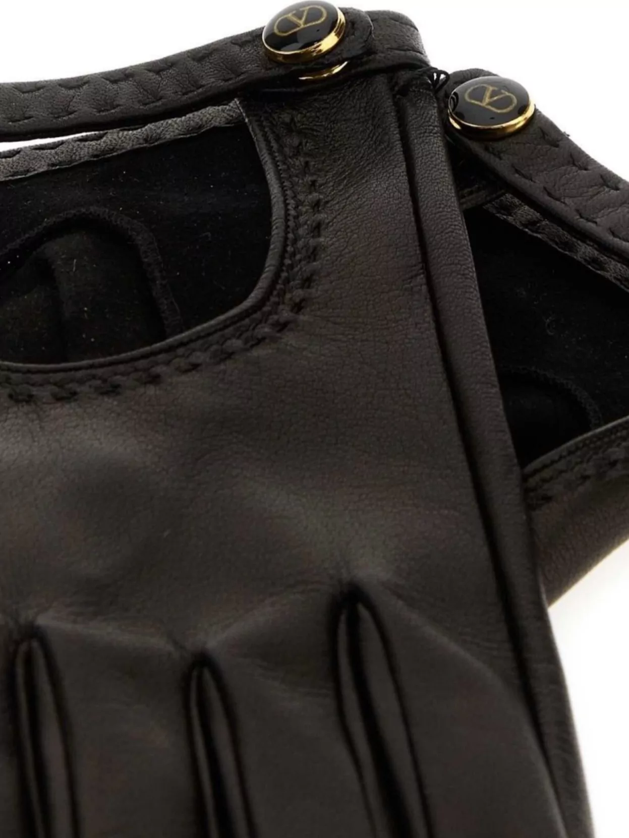 Valentino Leather Gloves Featuring Cutout Shapes And Stitch Design