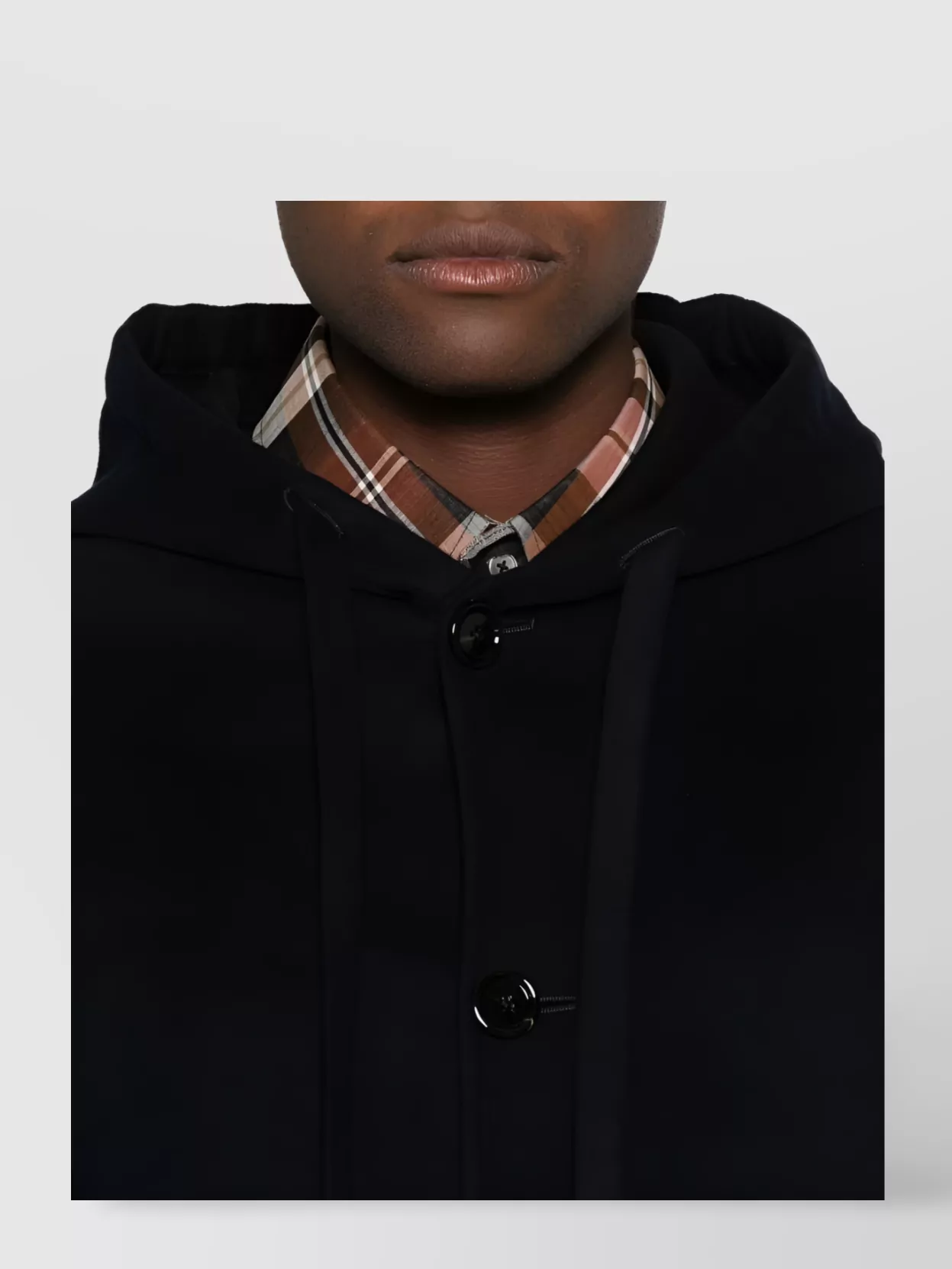Lardini Virgin Wool Coat Featuring Hood And Long Sleeves