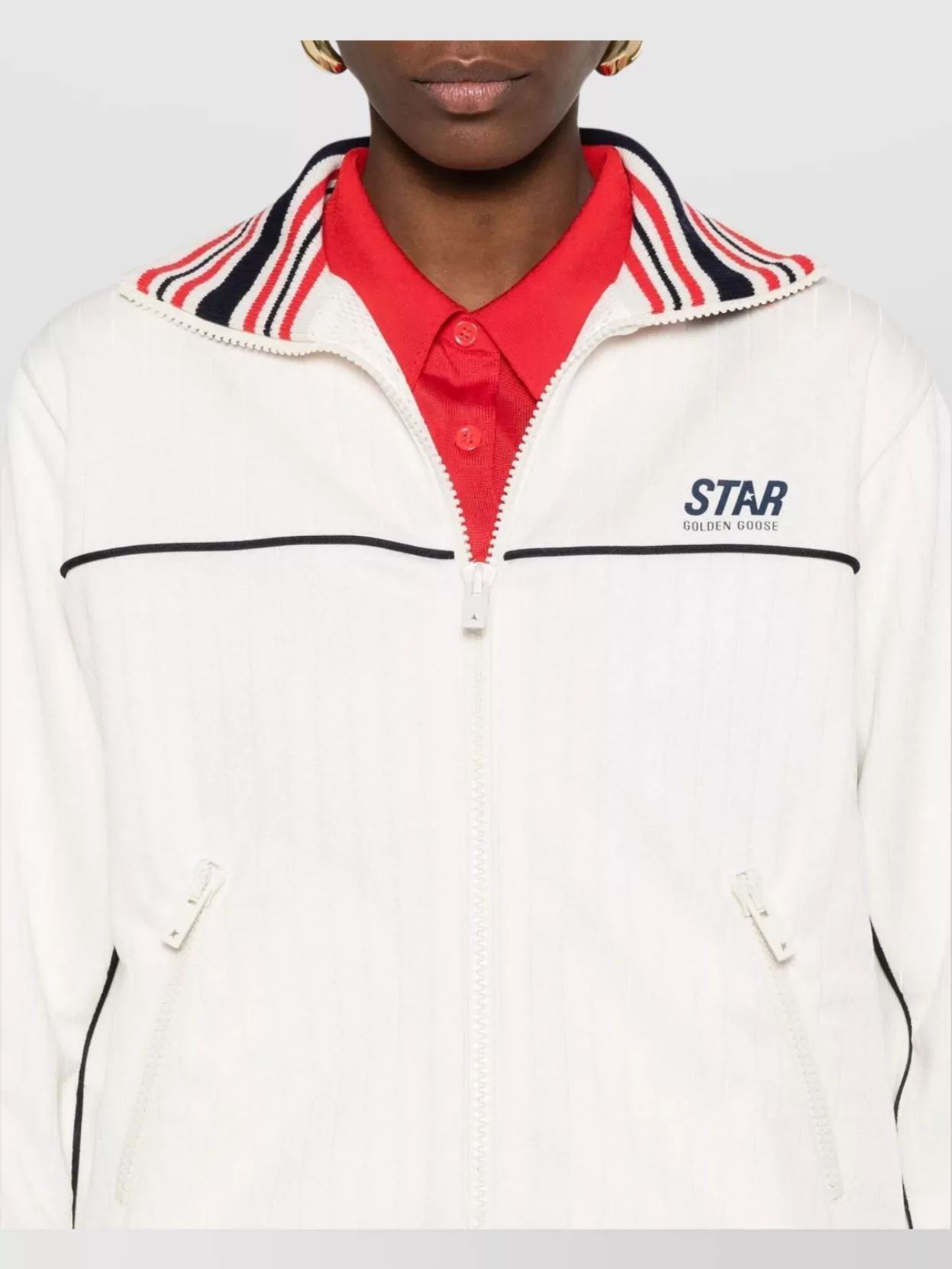 Golden Goose Striped Trim Stand-Up Collar Jacket