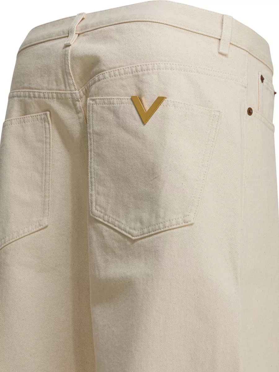 Valentino Straight Leg Denim Trousers Belt Loops Pockets