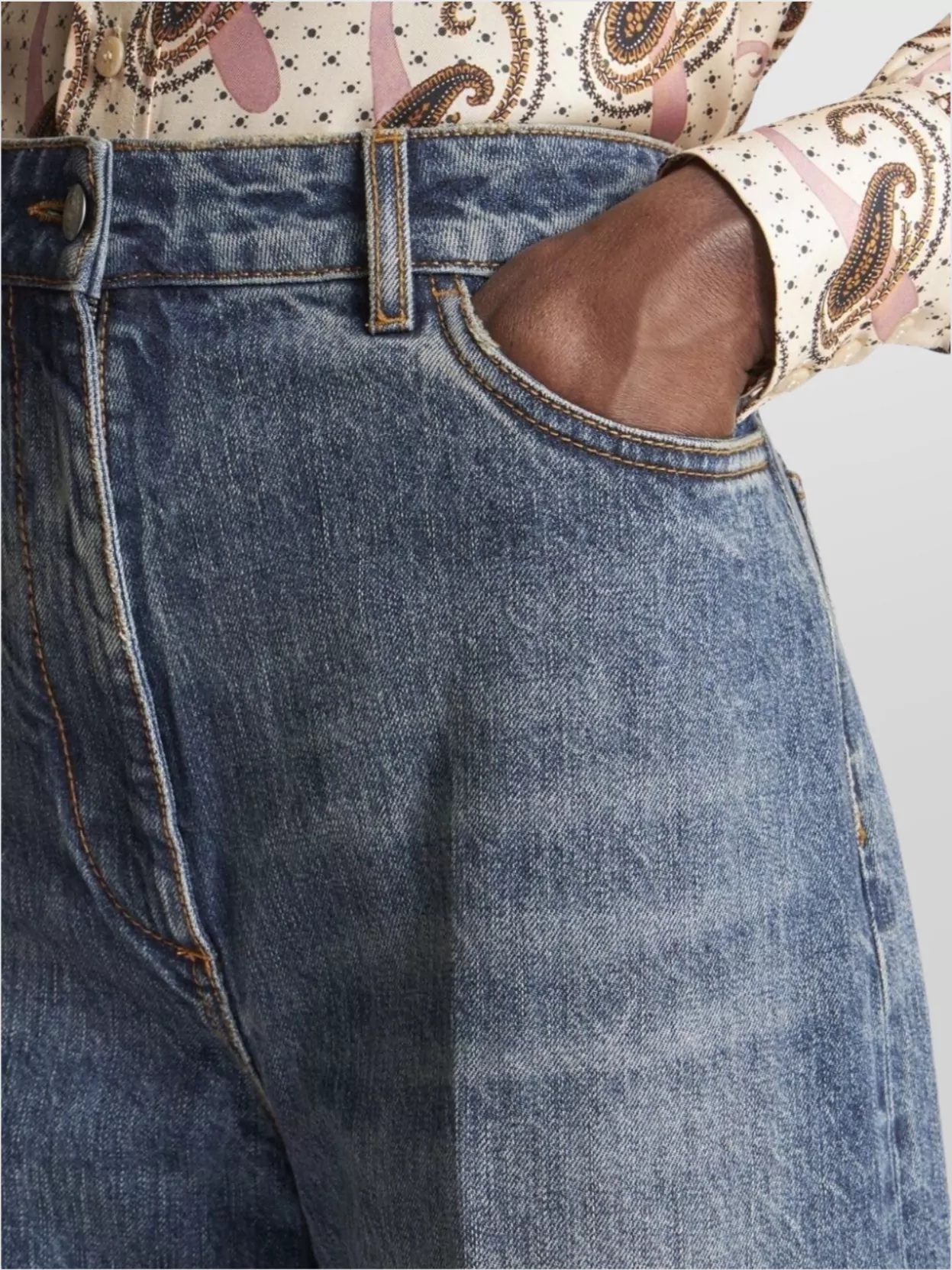Etro Wide-Leg Jeans With Embroidered Pocket Detail
