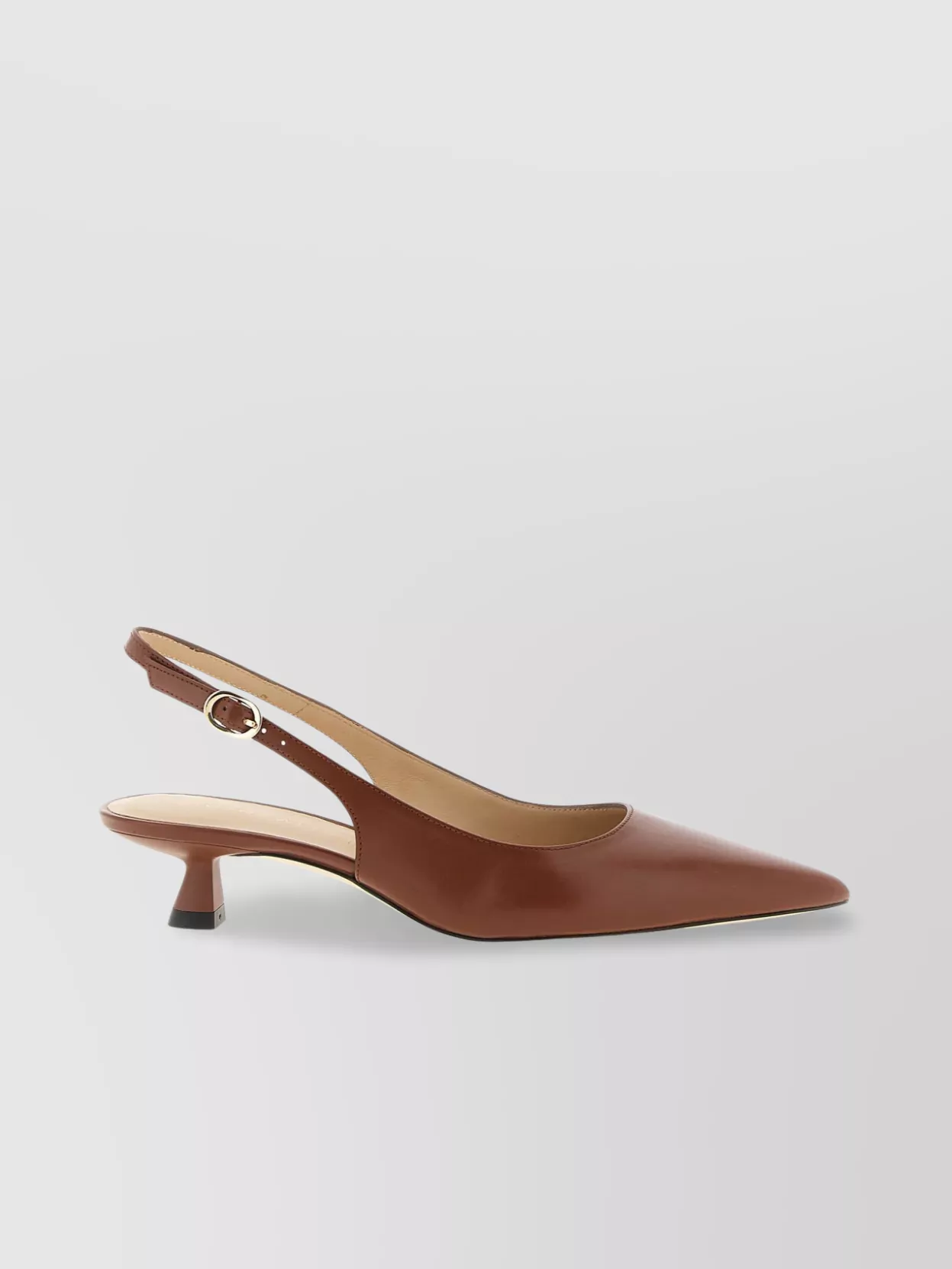 Stuart Weitzman Sculpted Buckle Kitten Heel Slingback Pumps