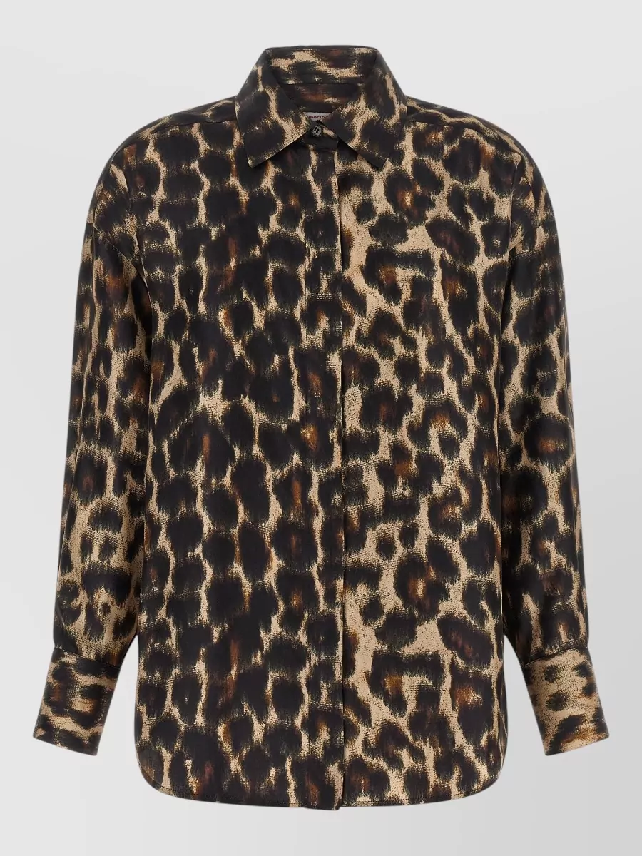 Alberto Biani silk jaguar print long-sleeve shirt