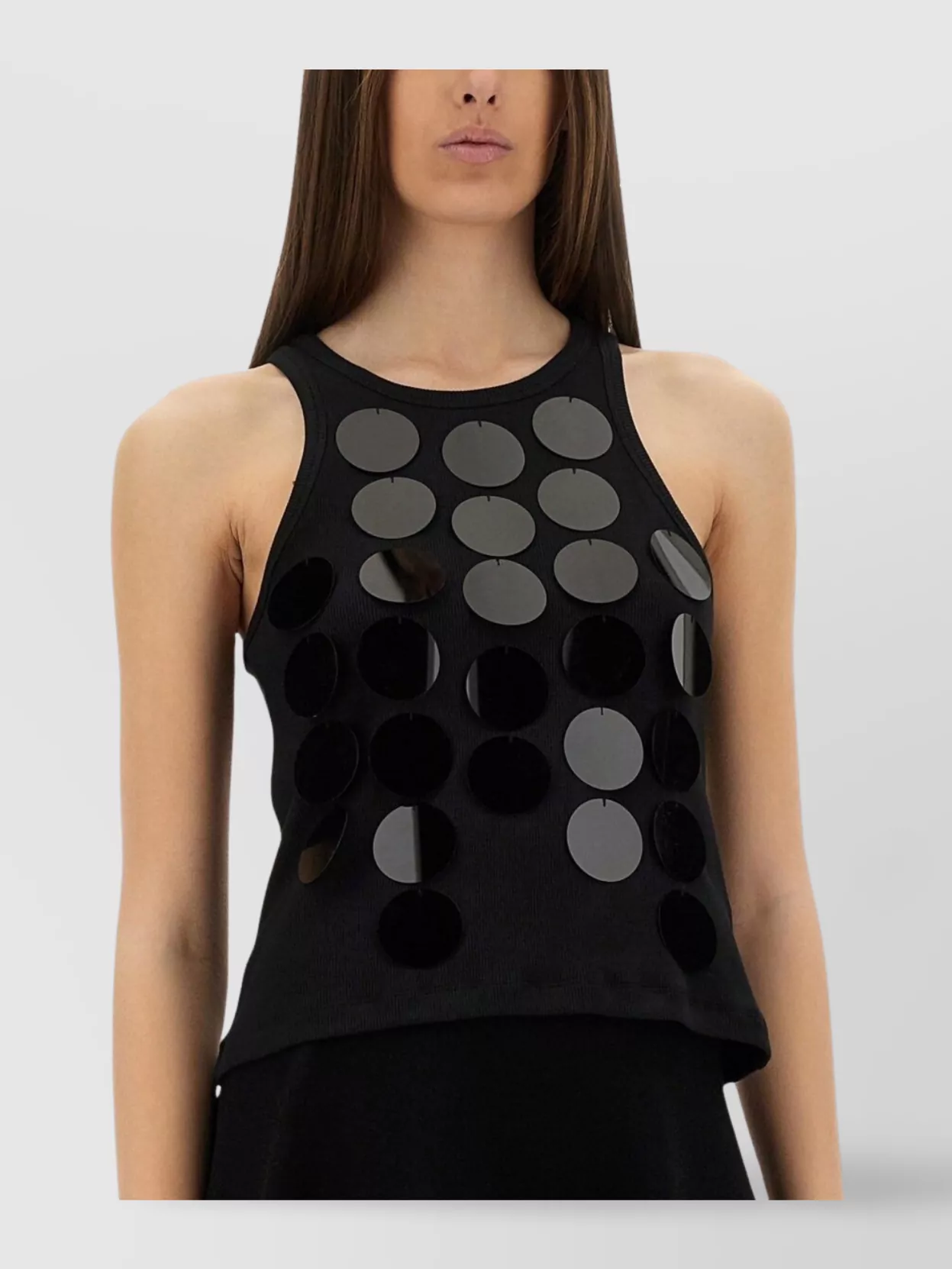 Msgm Cotton Racerback Tops With Round Disc Embellishments