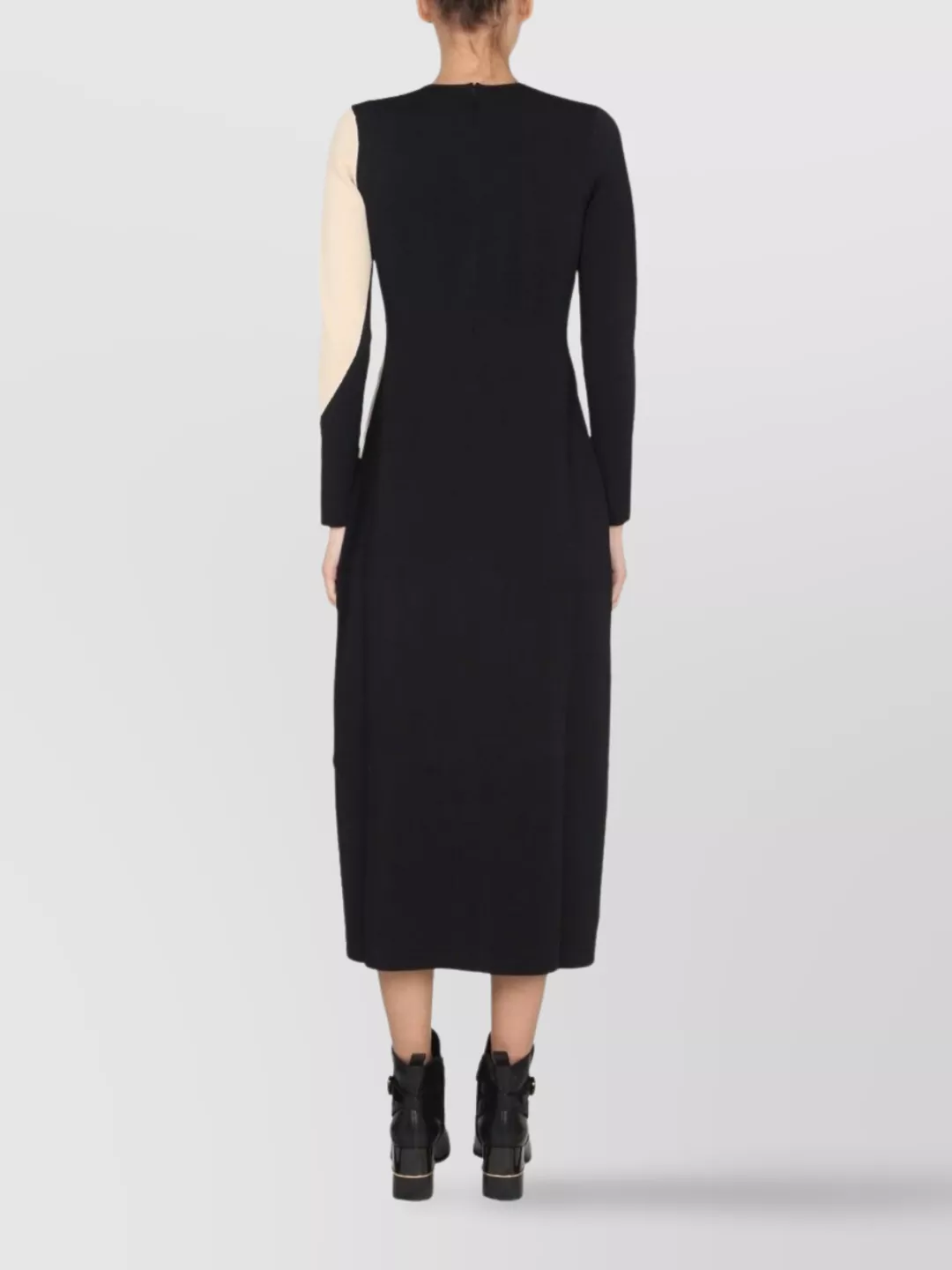 Tory Burch Colorblock Crew Neck Fitted Midi Dress