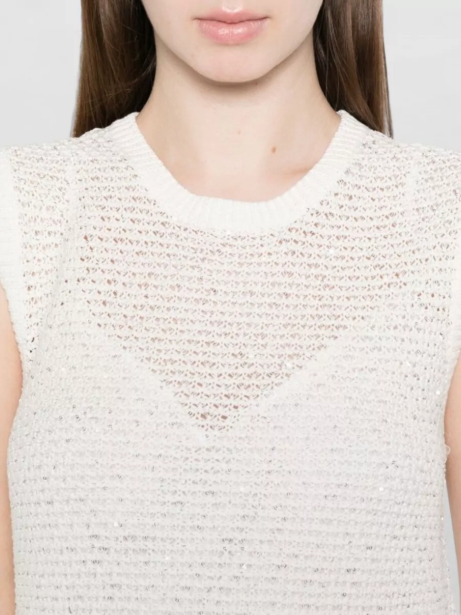 Fabiana Filippi Sleeveless Sequin-Embellished Knitted Mini Dress