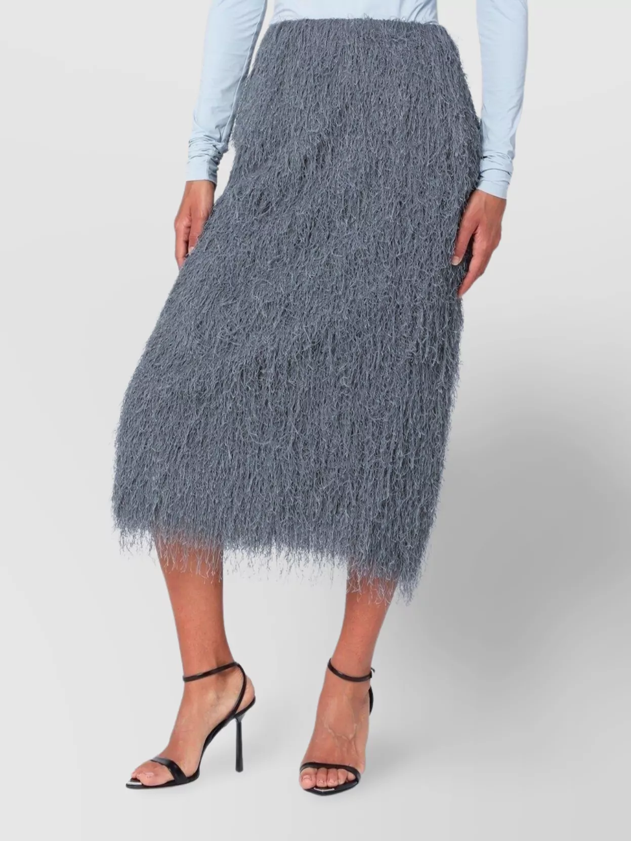 Dries Van Noten Sokna Lightweight Fringed Midi Skirt Clothing In Gray
