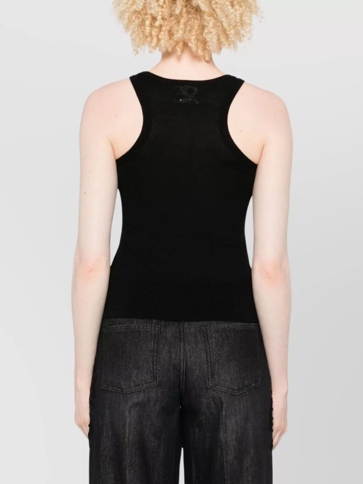Ermanno Scervino Merino Racerback Tank Top Floral Embroidery