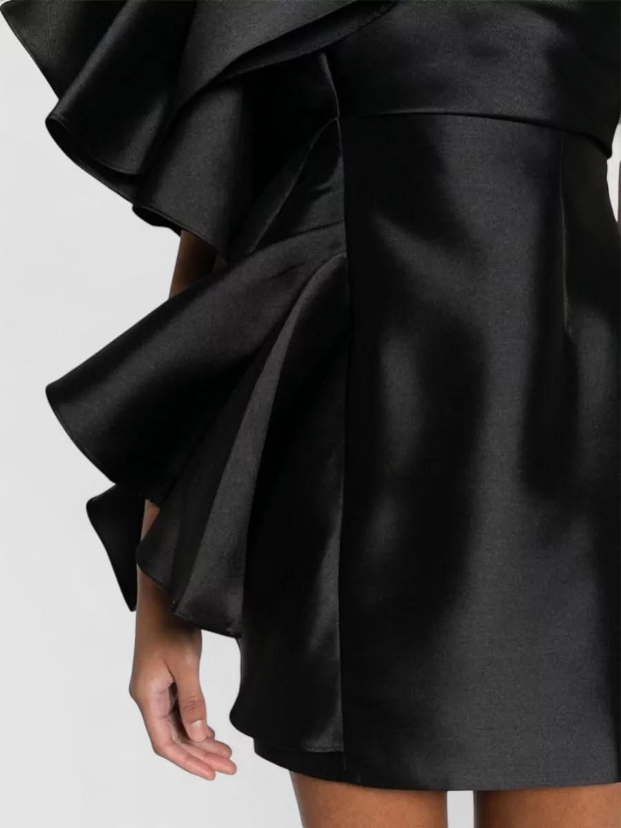 Solace London Asymmetric One-Shoulder Sleeveless Draped Mini Dress