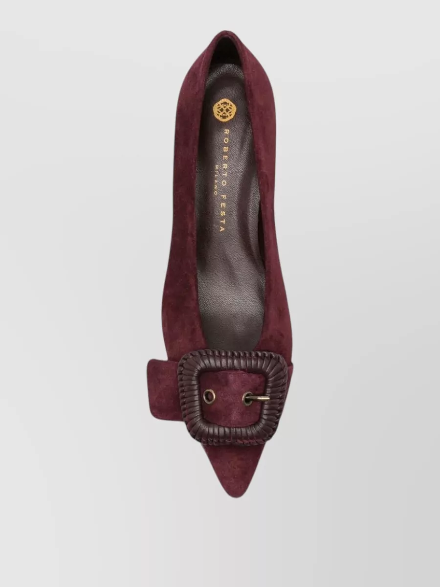 Roberto Festa Suede Pointed-Toe Kitten-Heel Pumps