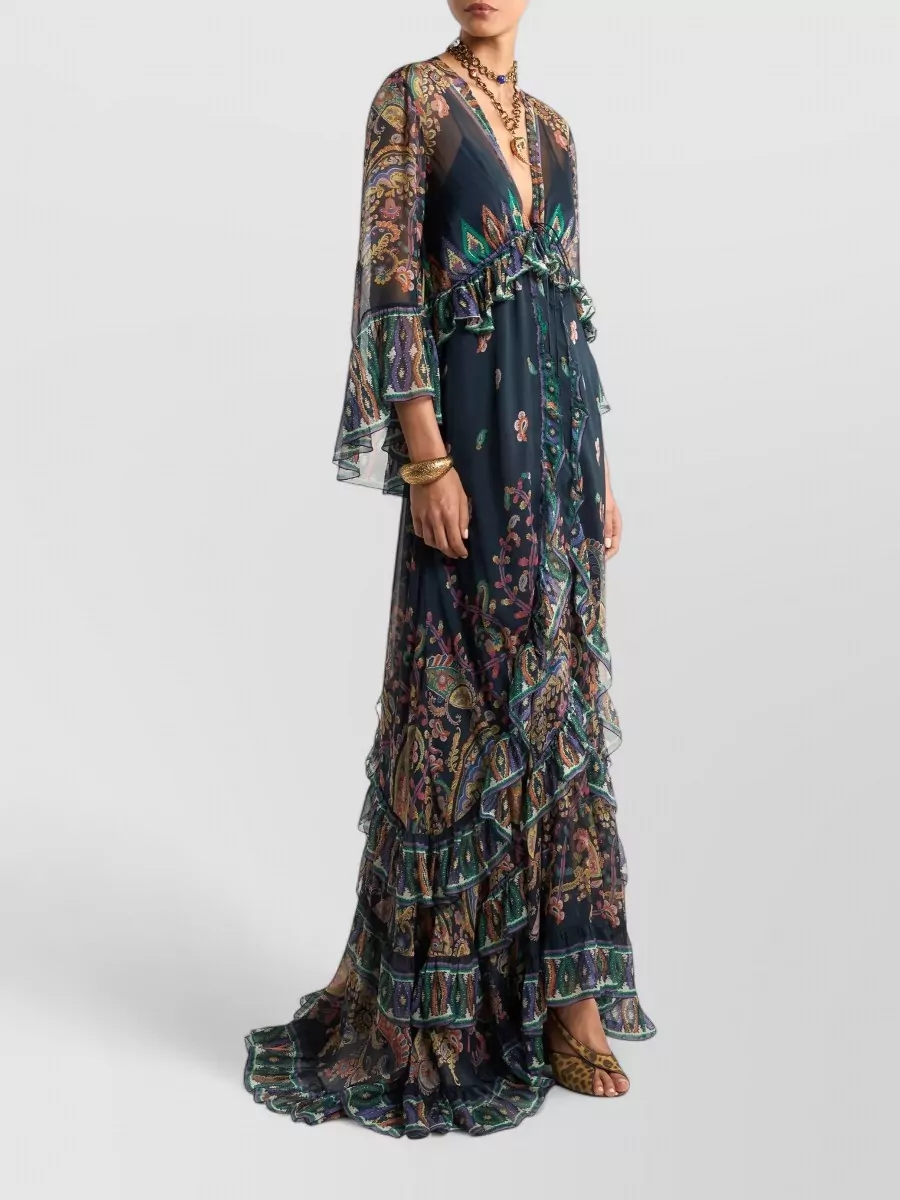 Etro Silk V-Neck Maxi Dress