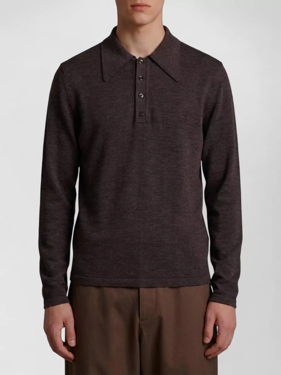 Lemaire wool fine-knit long-sleeve polo shirt