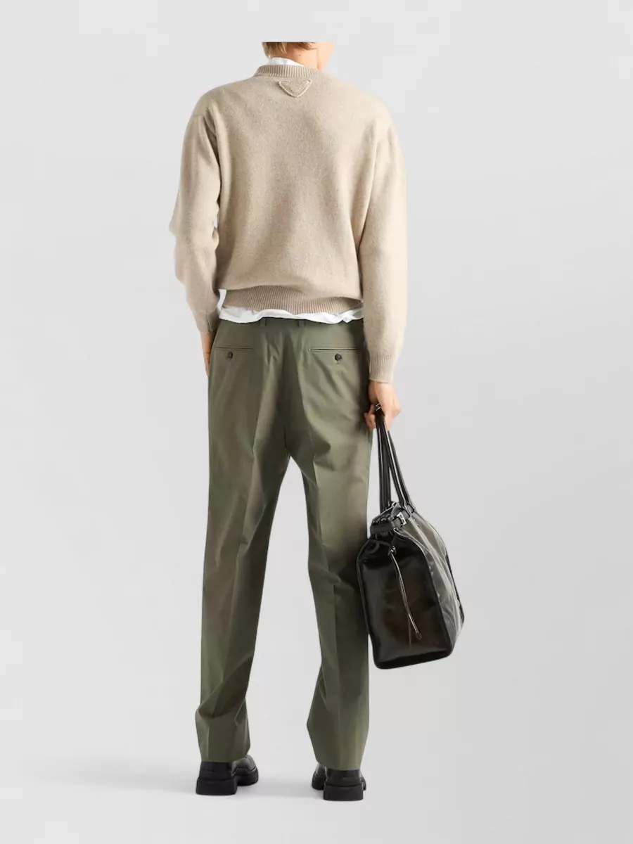 Prada Soft Textured Crew Neck Long Sleeve Sweater