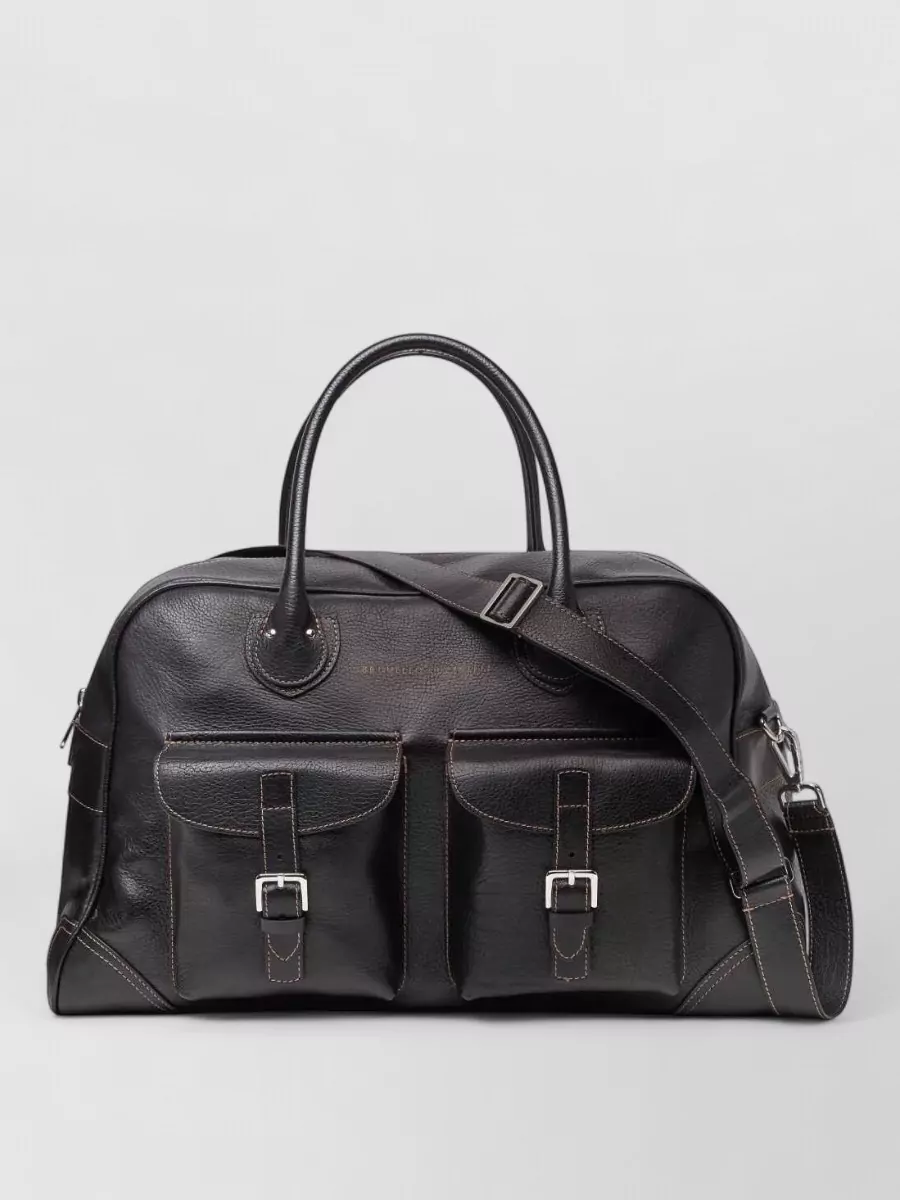 Brunello Cucinelli Leather Weekender Travel Bag