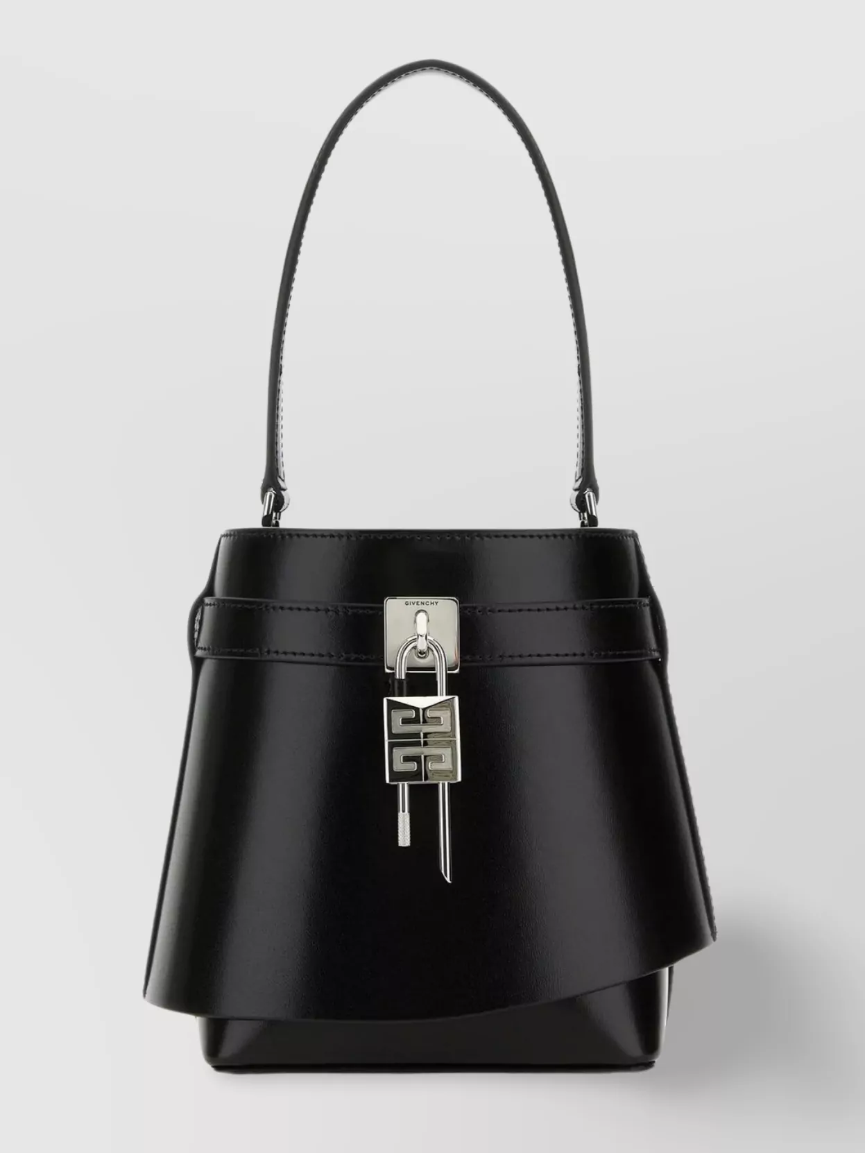 Shop Givenchy Shark Lock Leather Bucket Bag In Black