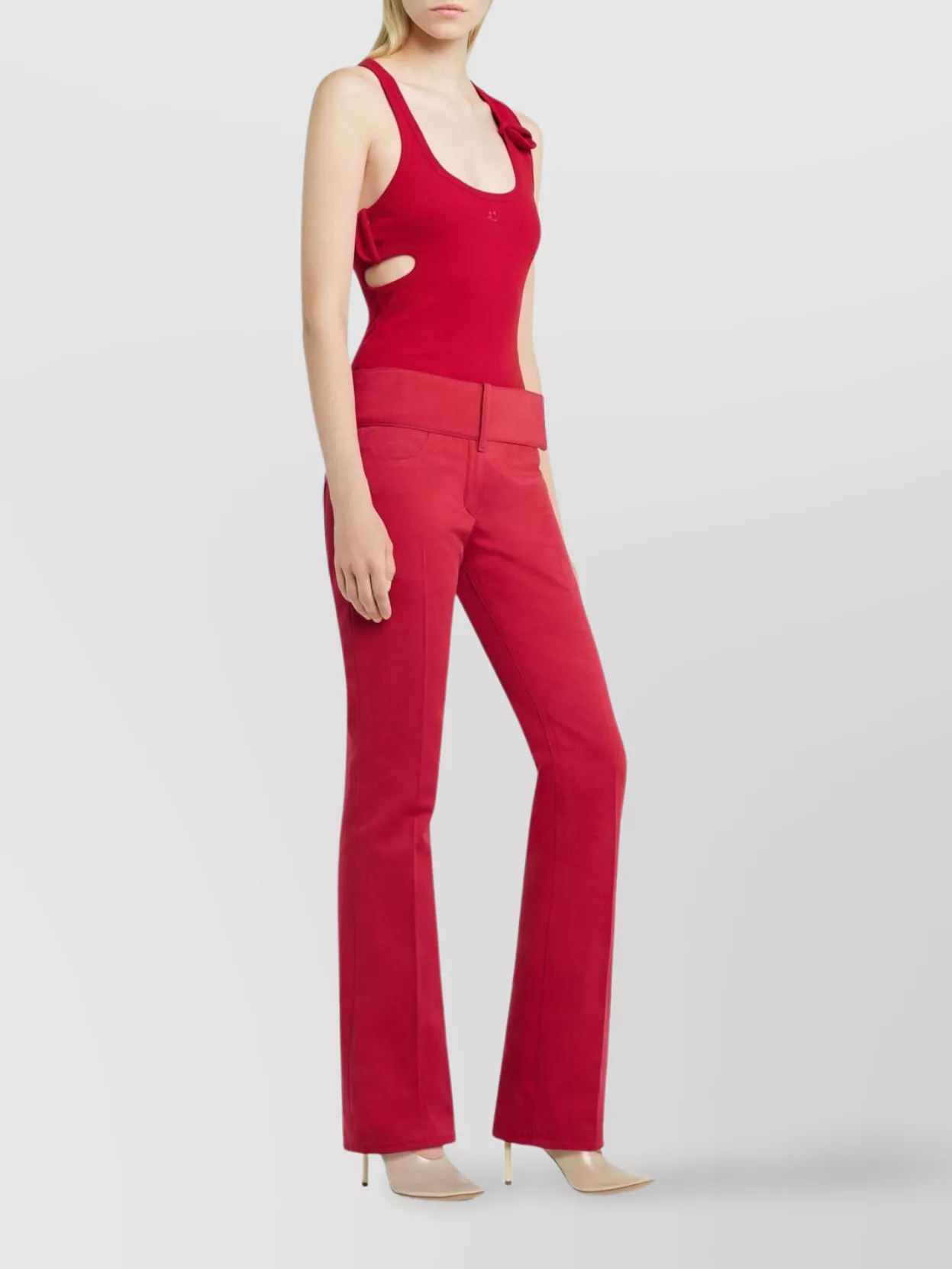 Courrèges Trousers Flared Leg Belted Waist