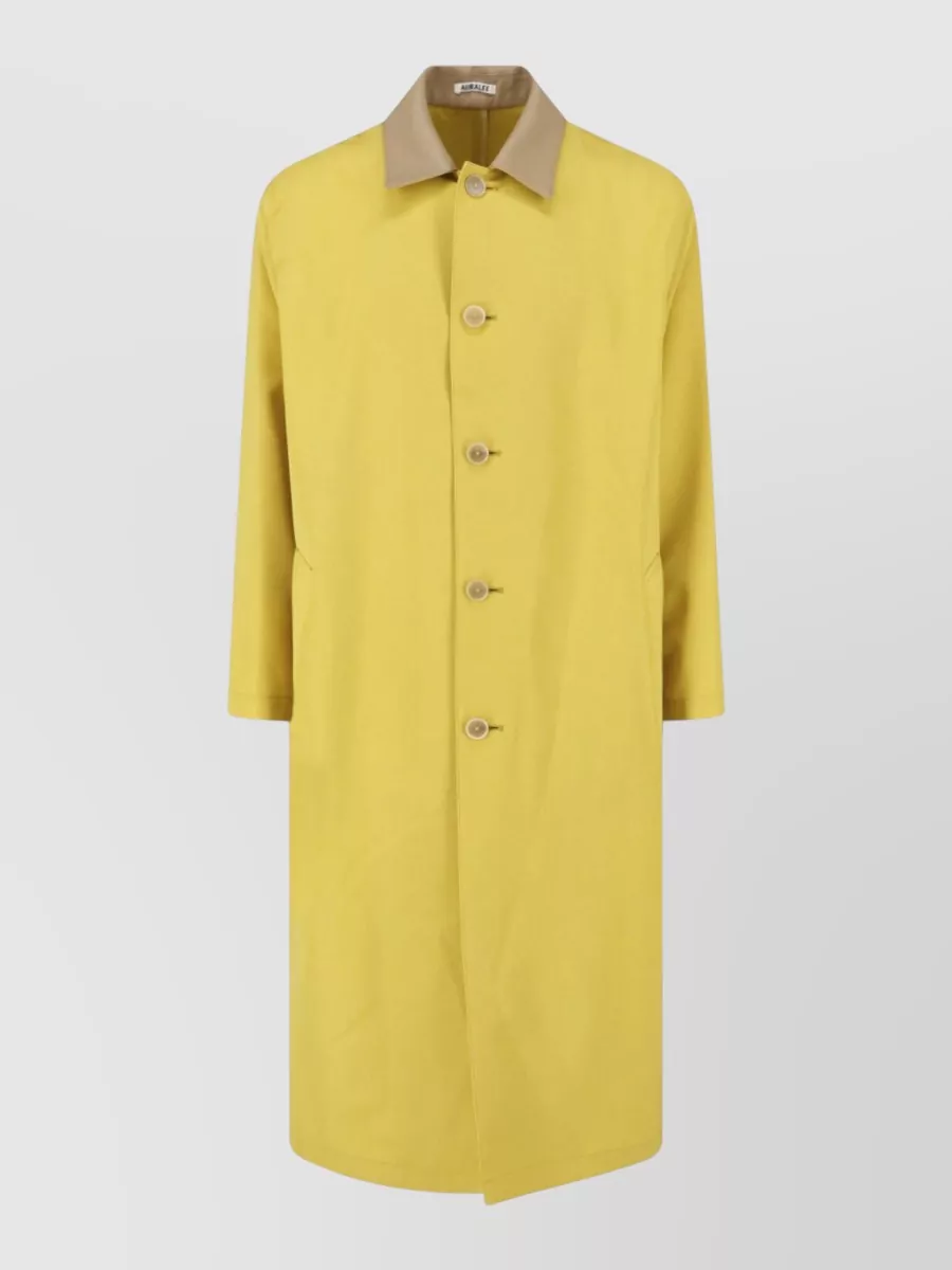 Auralee Wool Single-Breasted Belted Coat