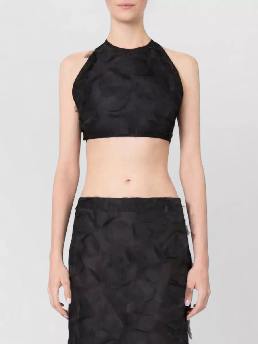 Max Mara Silk Sleeveless Cutout Cropped Top