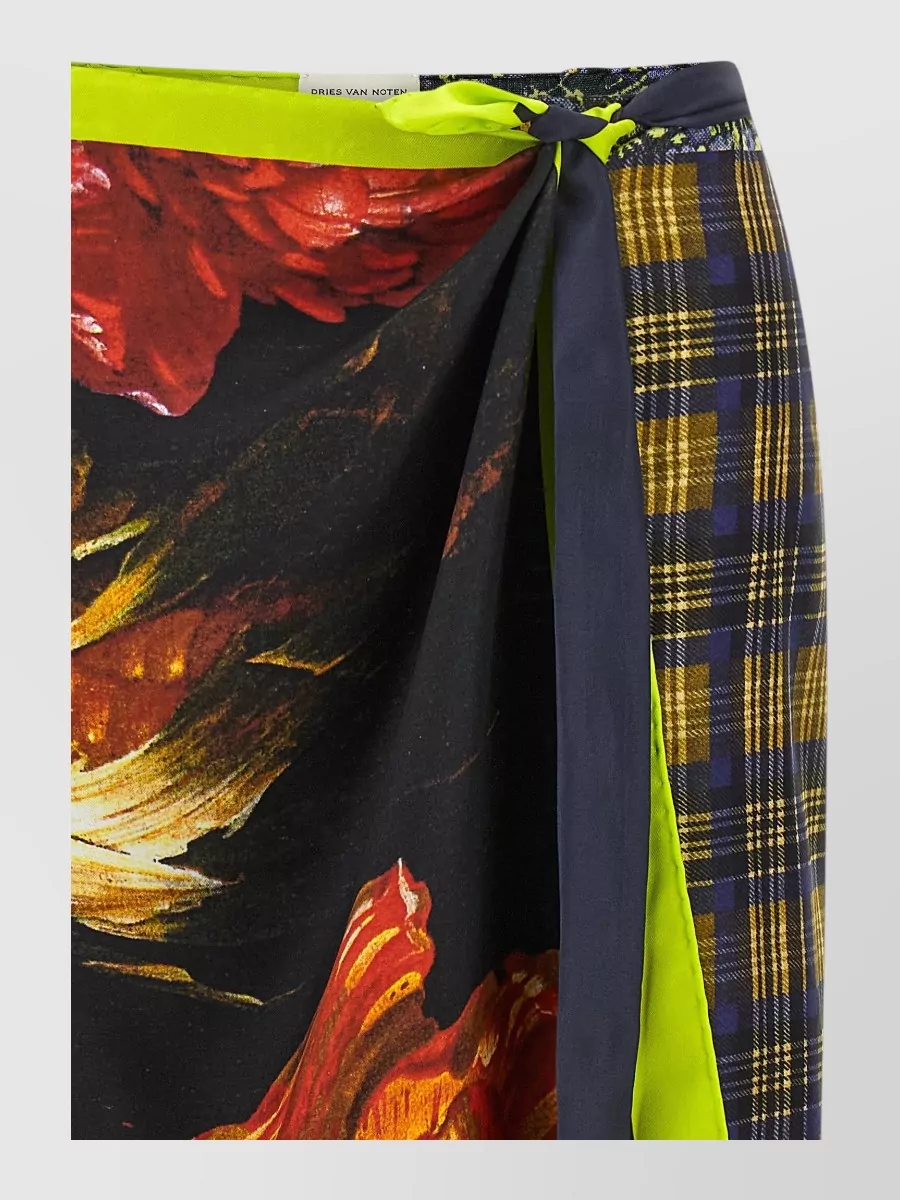 Dries Van Noten Silk Printed Asymmetric Wrap Maxi Skirt