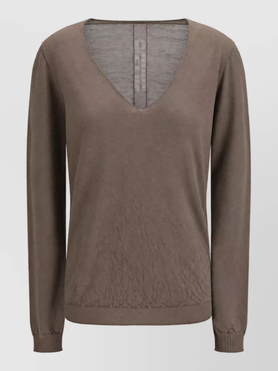 Rick Owens wool fine-knit v-neck long-sleeve sweater