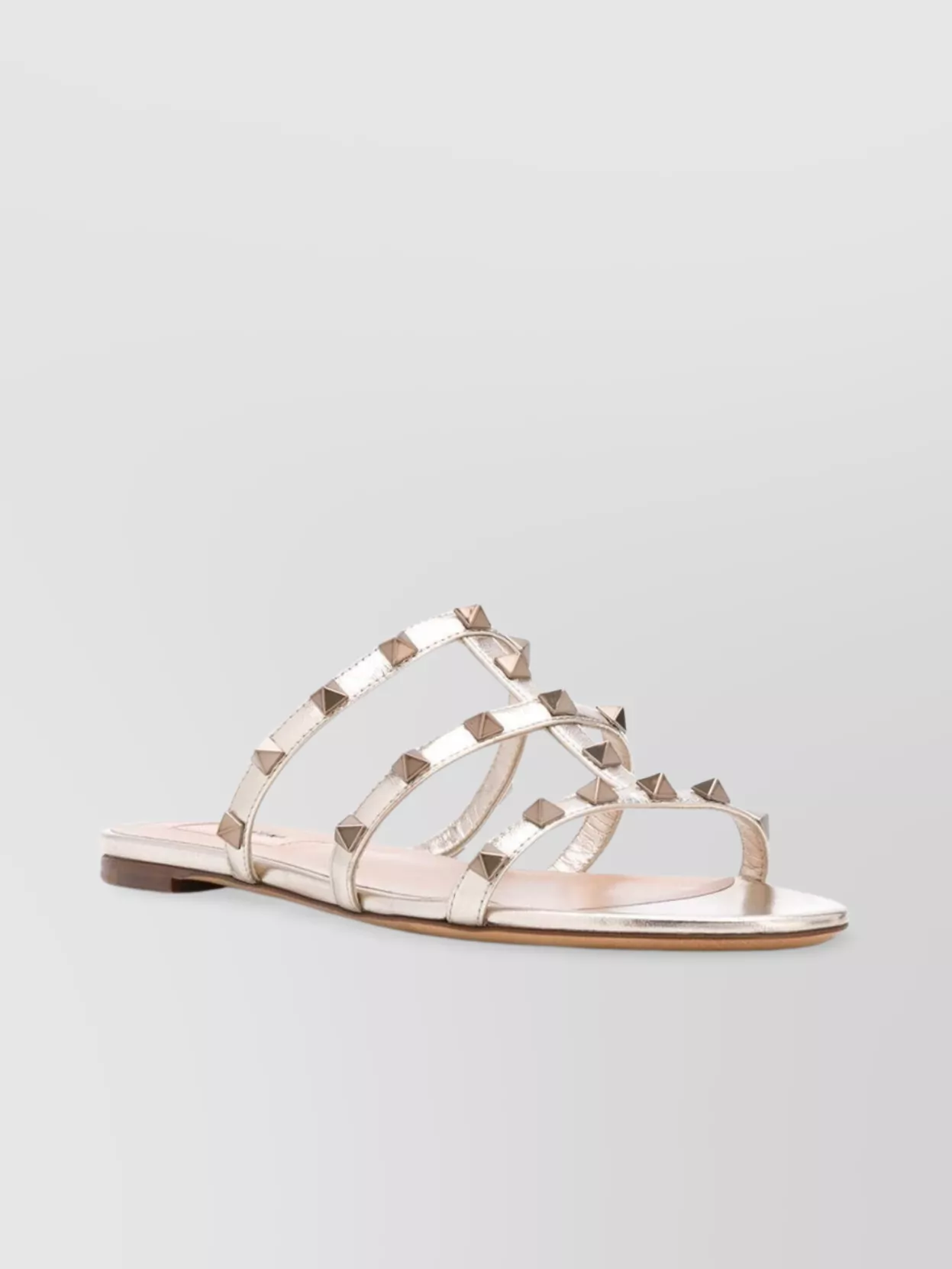 Valentino Garavani Flat Sandals With Gold-Tone Rockstud Embellishments