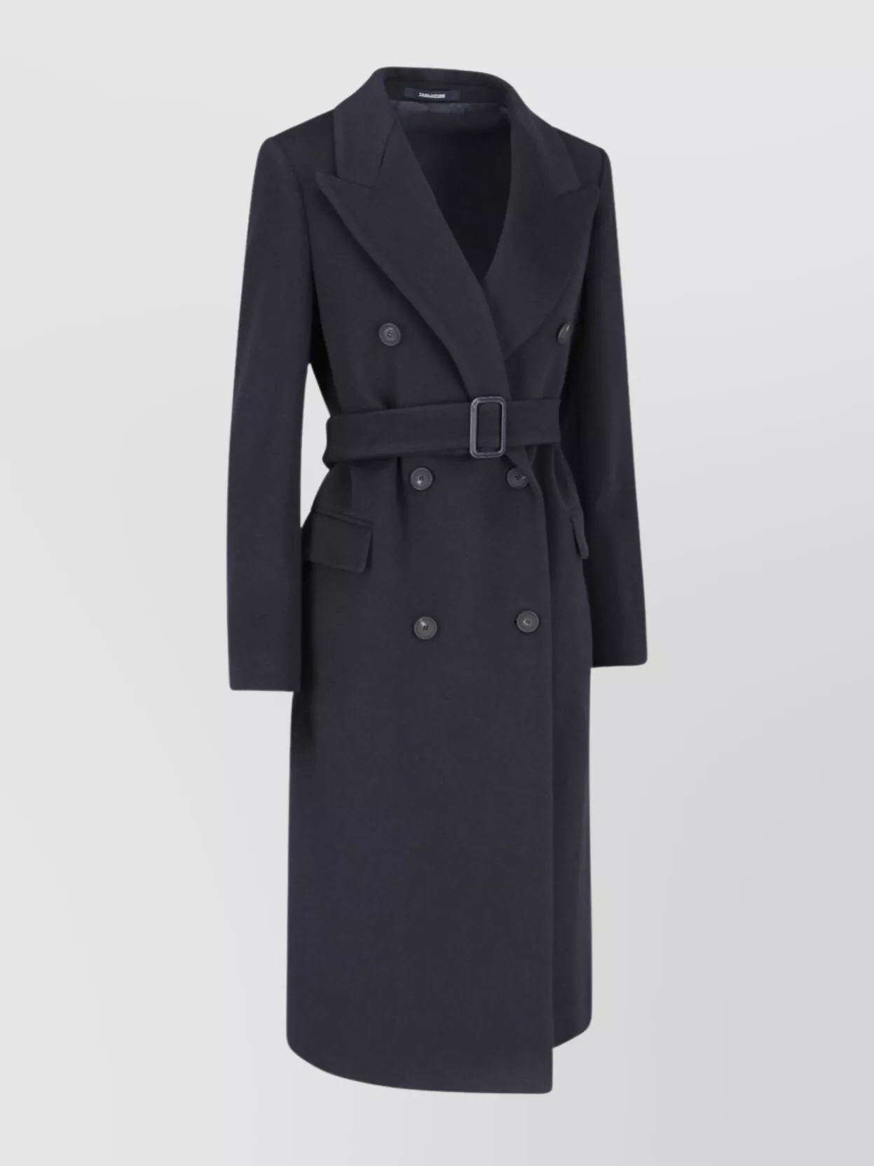 Tagliatore Waist Belted Long Length Jacket In Black