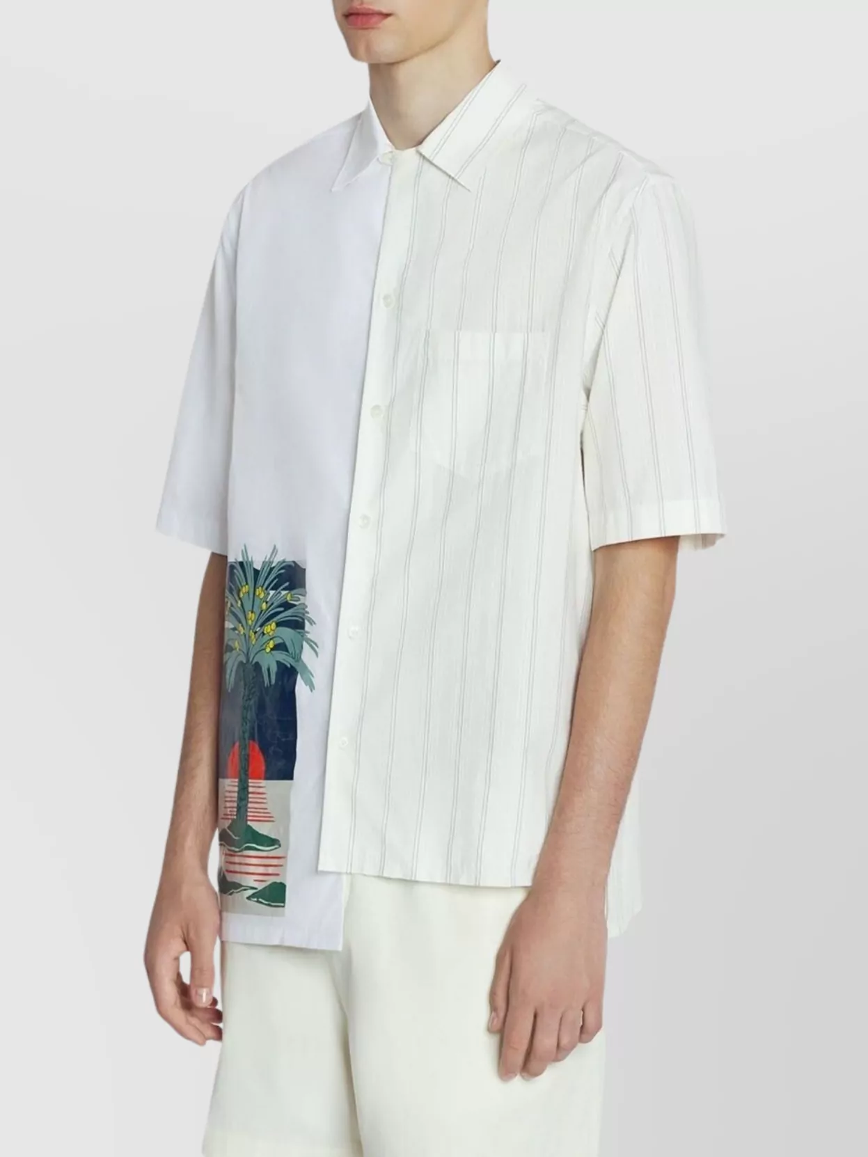 Lanvin Asymmetric Hem Graphic Print Shirt