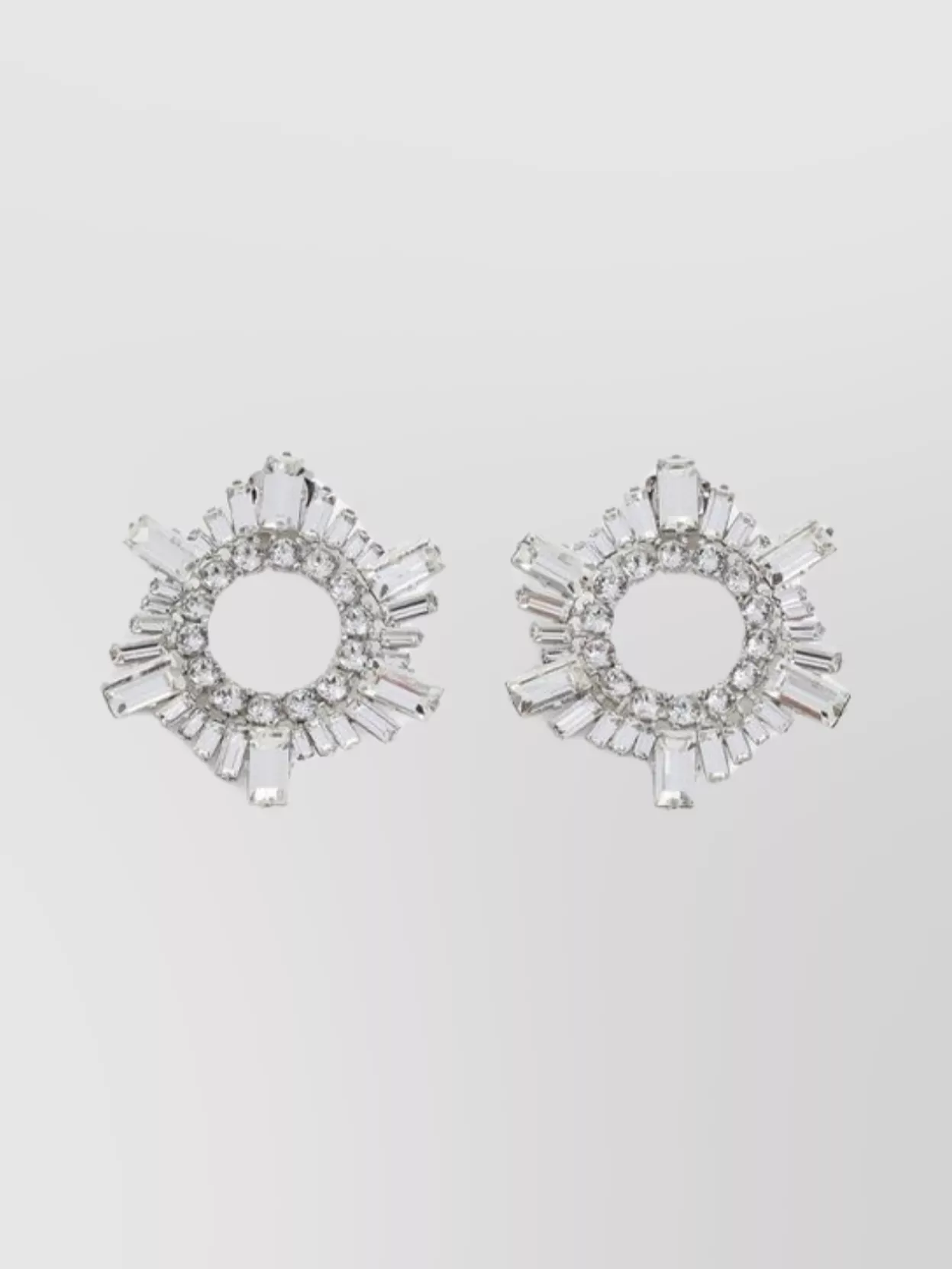 Amina Muaddi Mini Crystal Embellished Hoop Earrings In Metallic