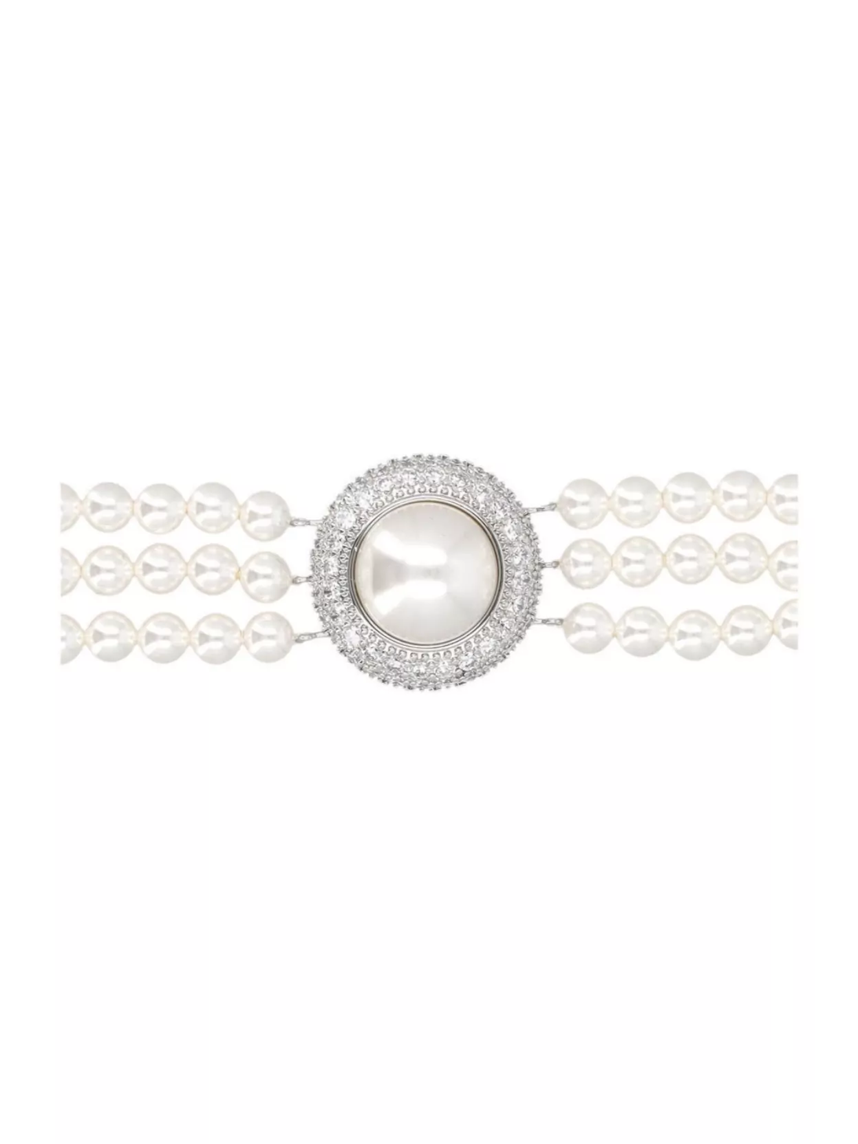 Self-portrait Triple Strand Pearl And Crystal Choker