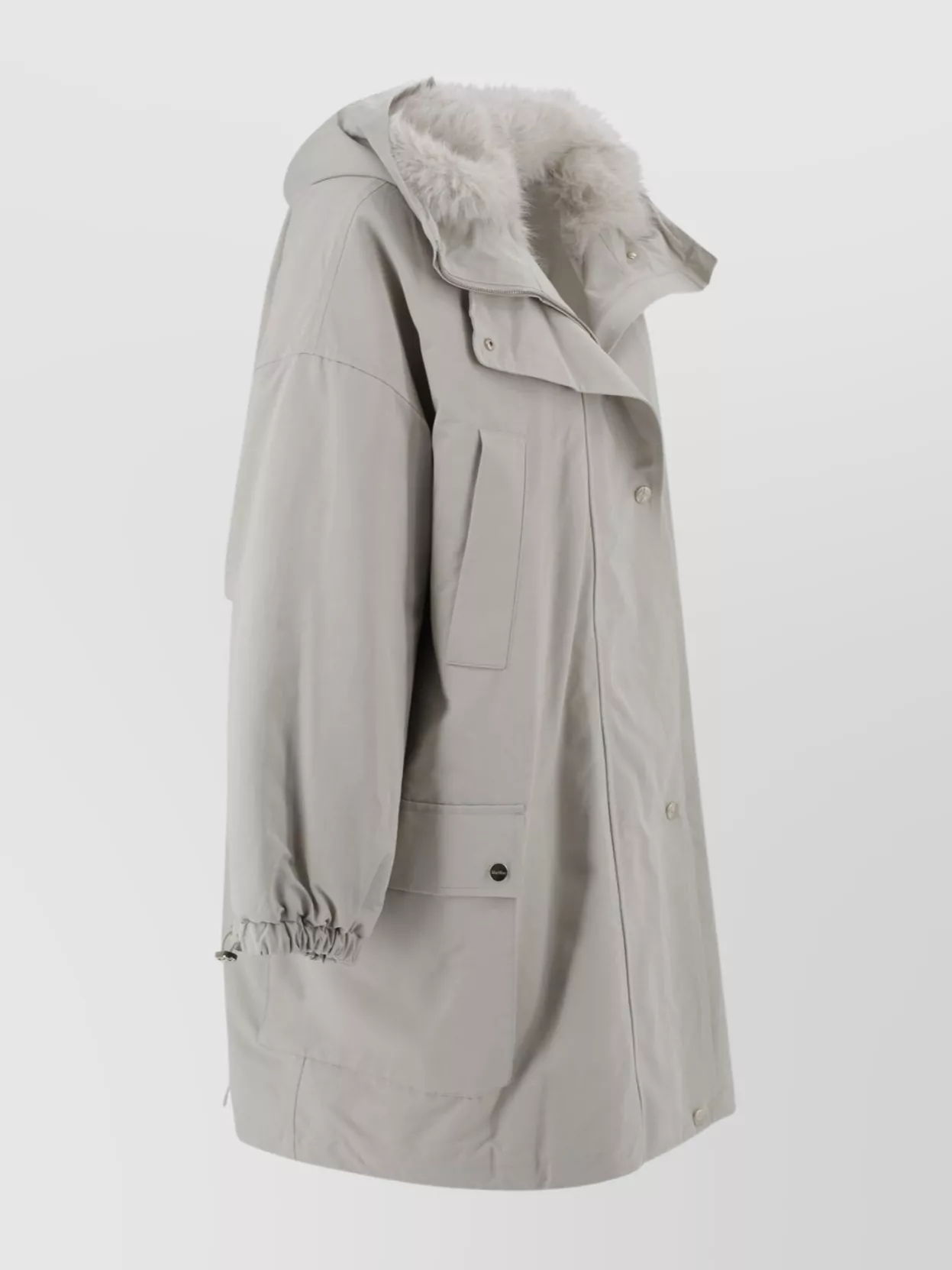 S Max Mara Eco Fur Oversized Parka Hood