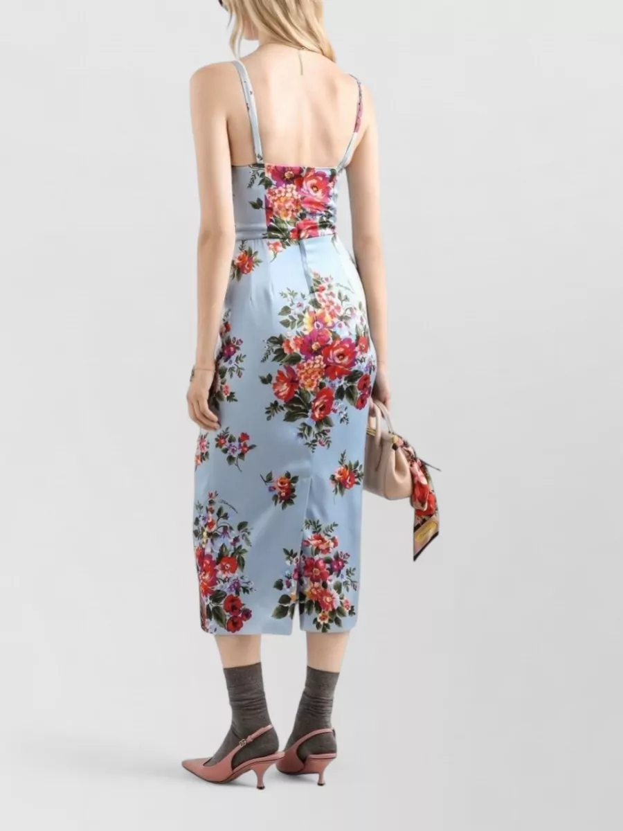 Dolce&Gabbana Floral Print Satin Midi Dress