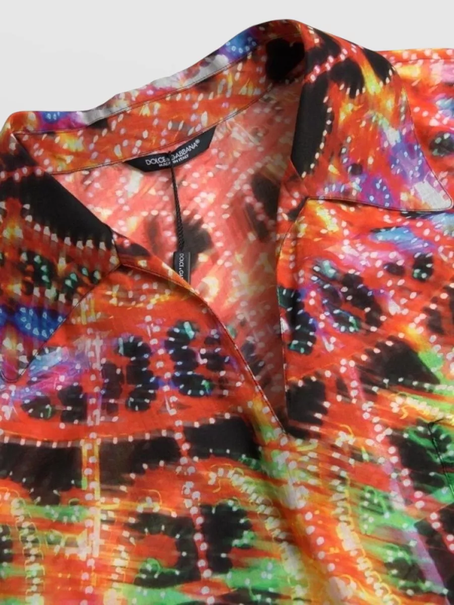 Dolce&Gabbana Printed Short-Sleeve V-Neck Shirt
