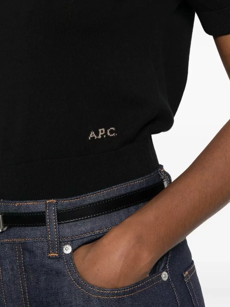 A.p.c. Cotton Polo Shirt Jacquard Logo Ribbed Hem