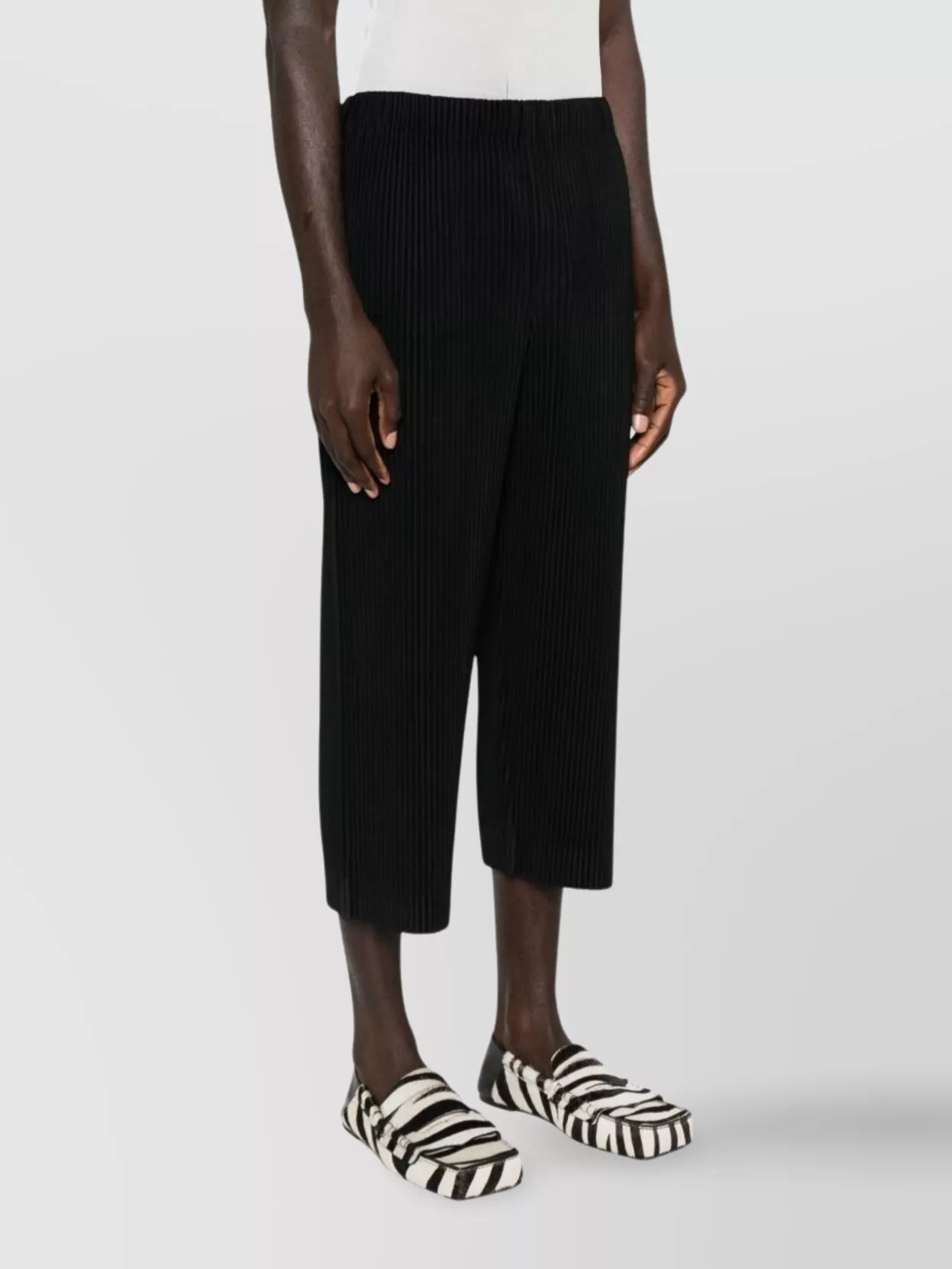 Homme Plisse Issey Miyake Cropped Ribbed Trousers Pleated Design