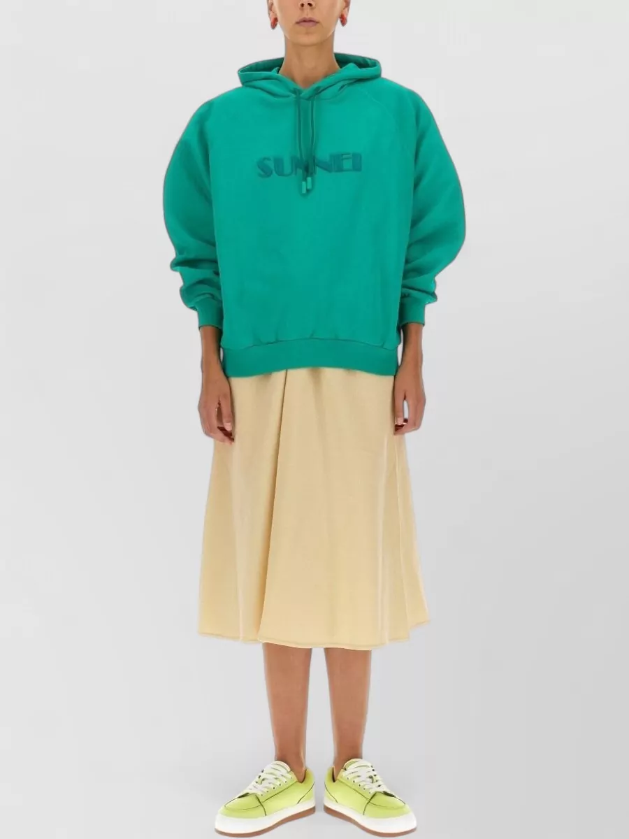 Sunnei Hooded Sweatshirt Logo Detail Ribbed Trims