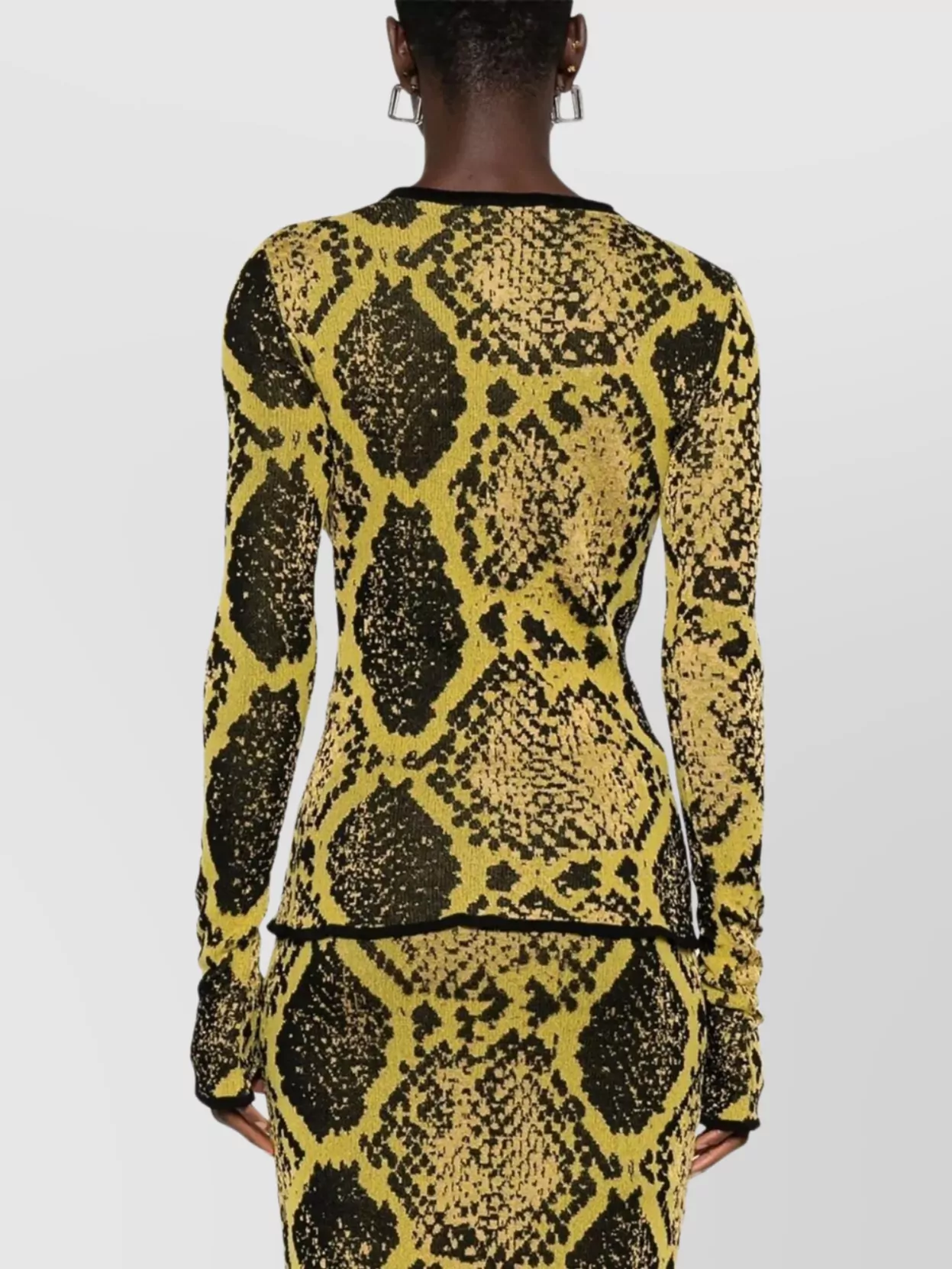 Attico Snakeskin Intarsia Knitwear Cardigan With Flared Cuffs In Multi