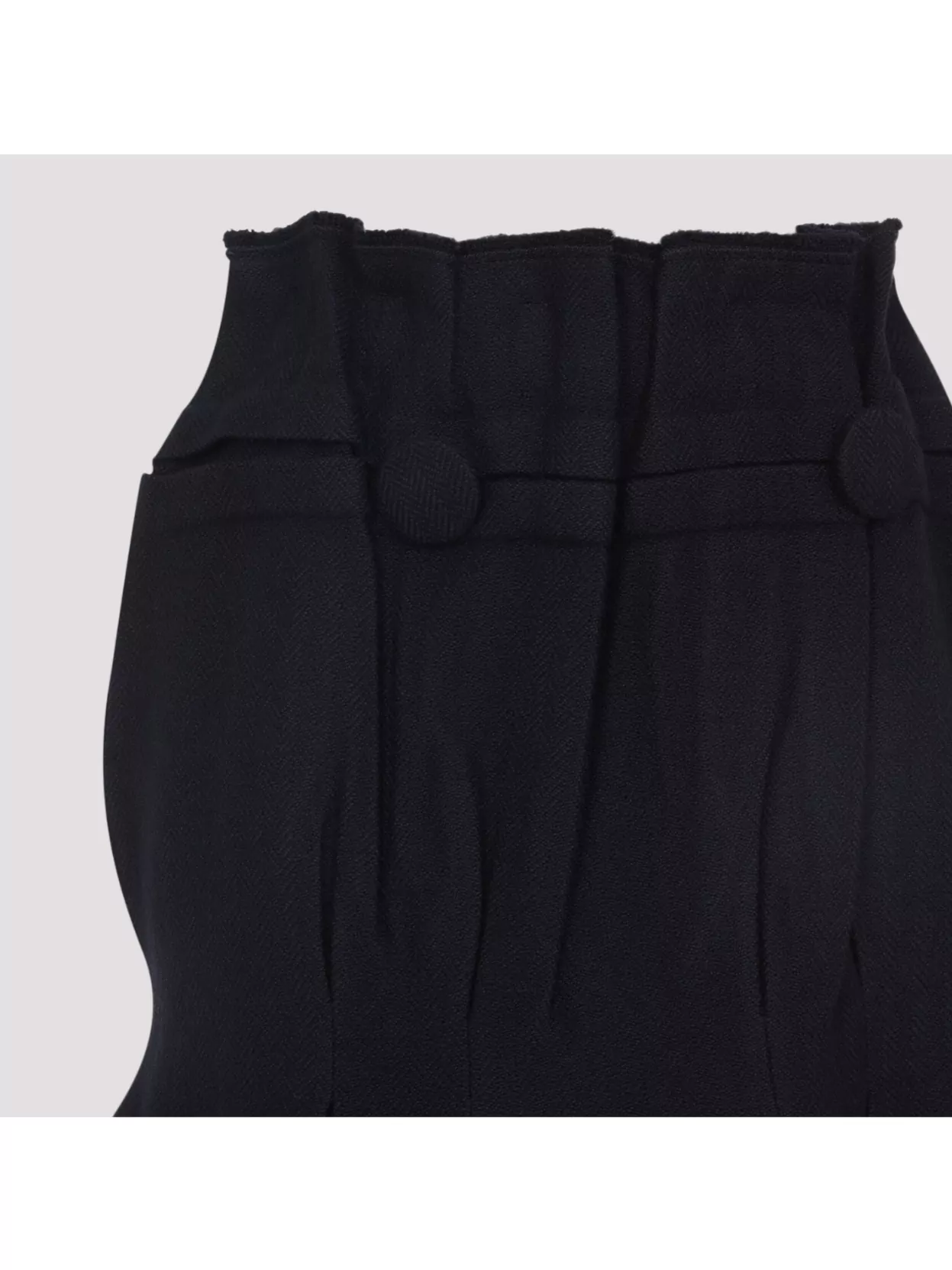 Prada High Waist Pleated Skirt With Button Detail In Black