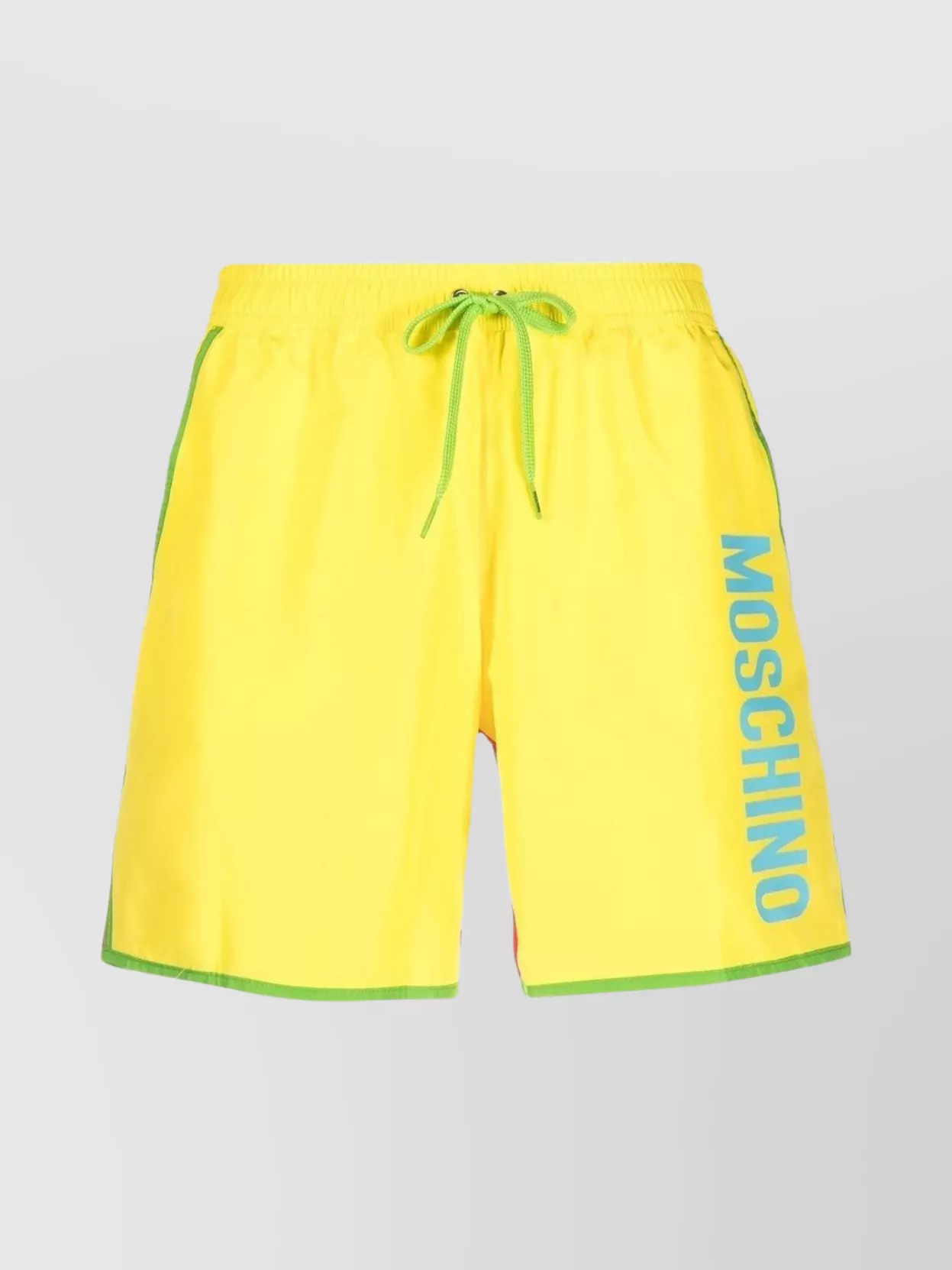 Shop Moschino Elasticated Waistband Thigh-length Swimwear In Yellow