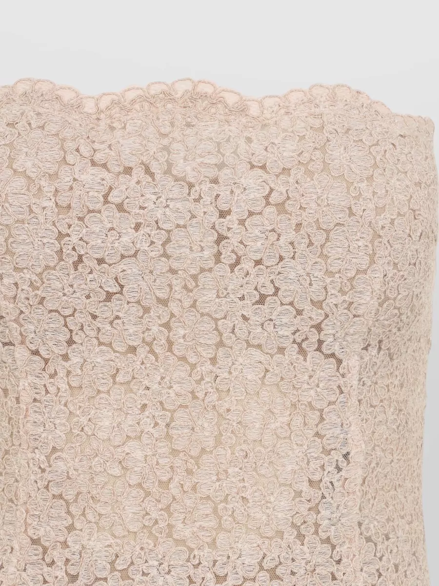 Ermanno Scervino Midi Lace Strapless Dress Scalloped Trim