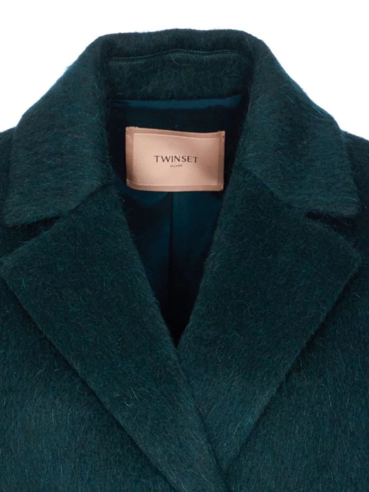 Twin-Set Long Textured Coat Belted Waist
