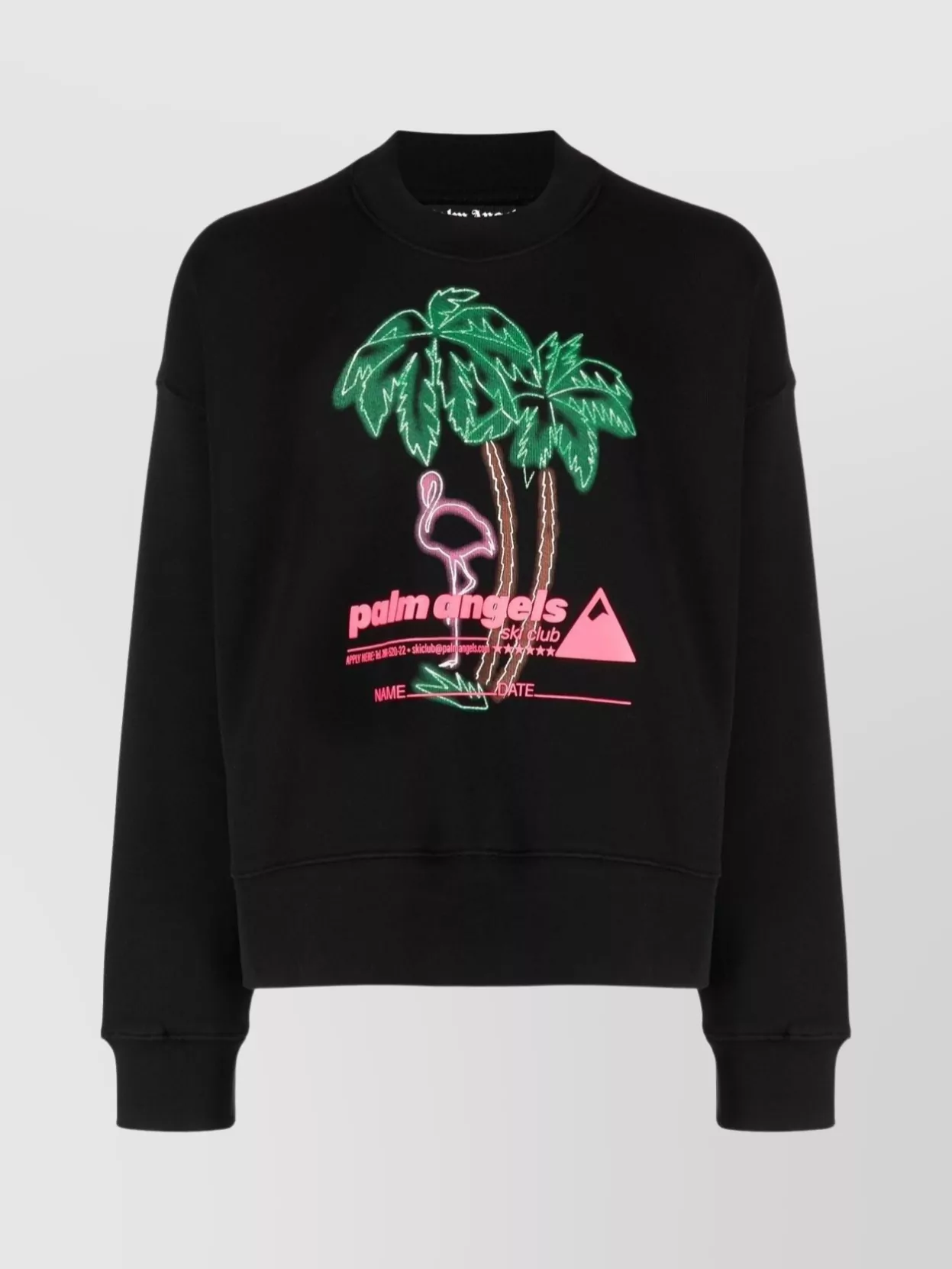 Shop Palm Angels Ski Club Graphic Drop Shoulder Sweater In Black