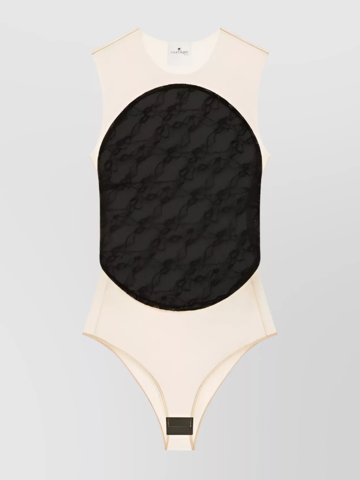 Courrèges Lace Circle Bodysuit Sheer Panel In Black