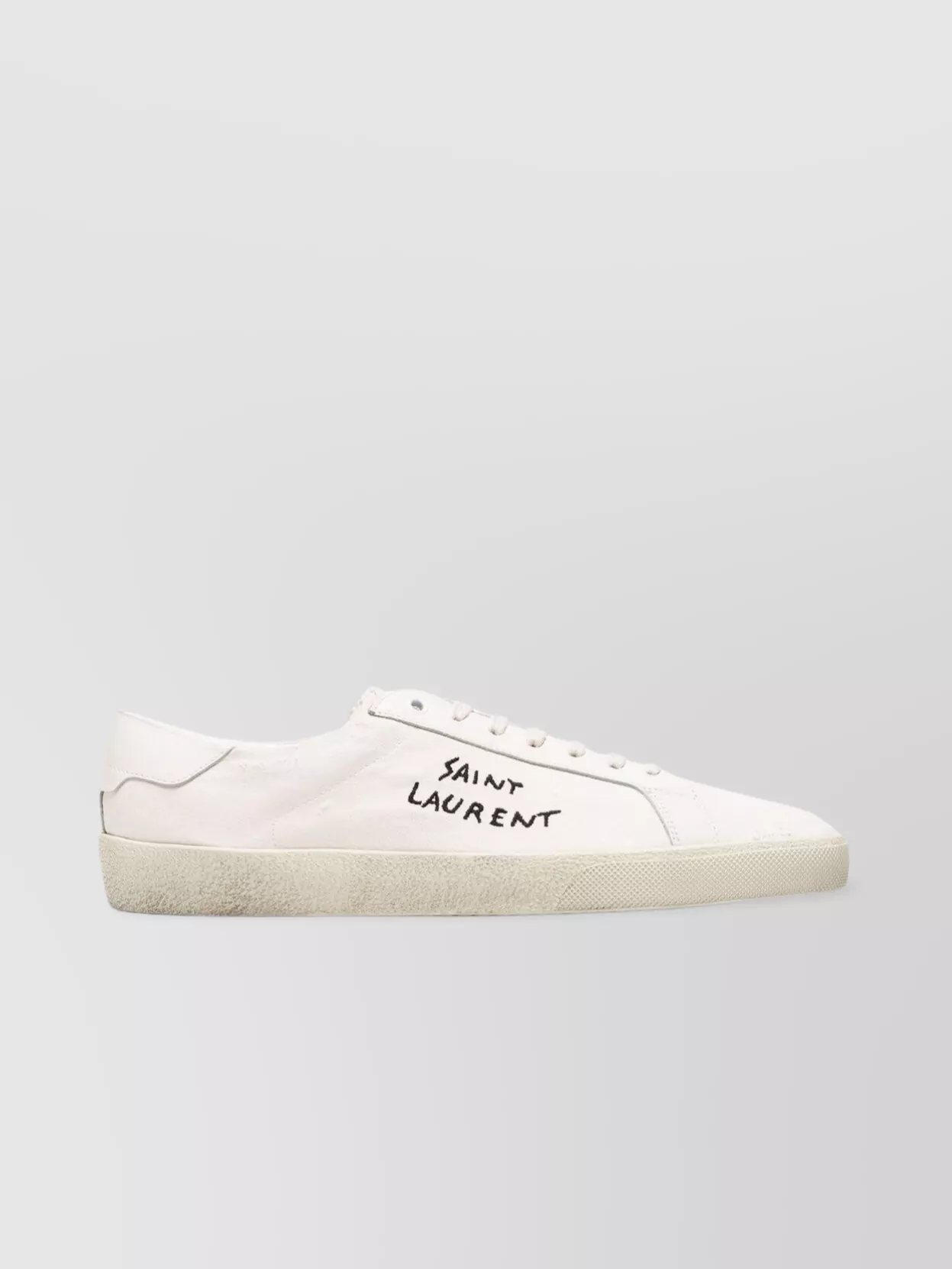 Shop Saint Laurent Embroidered Side Lace-up Sneakers In White