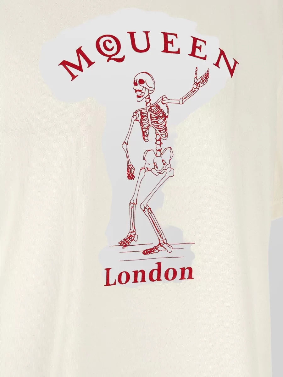 Mc Queen Skeleton Graphic Crew Neck Short Sleeve T-Shirt