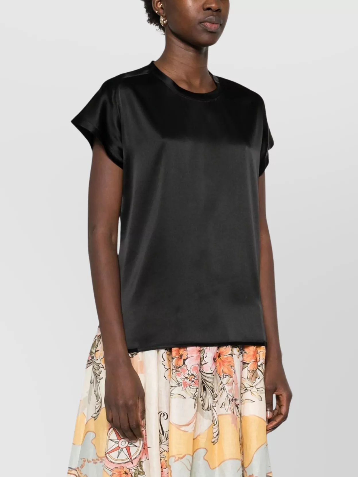 Pinko Satin Short Sleeve Round Neck Top