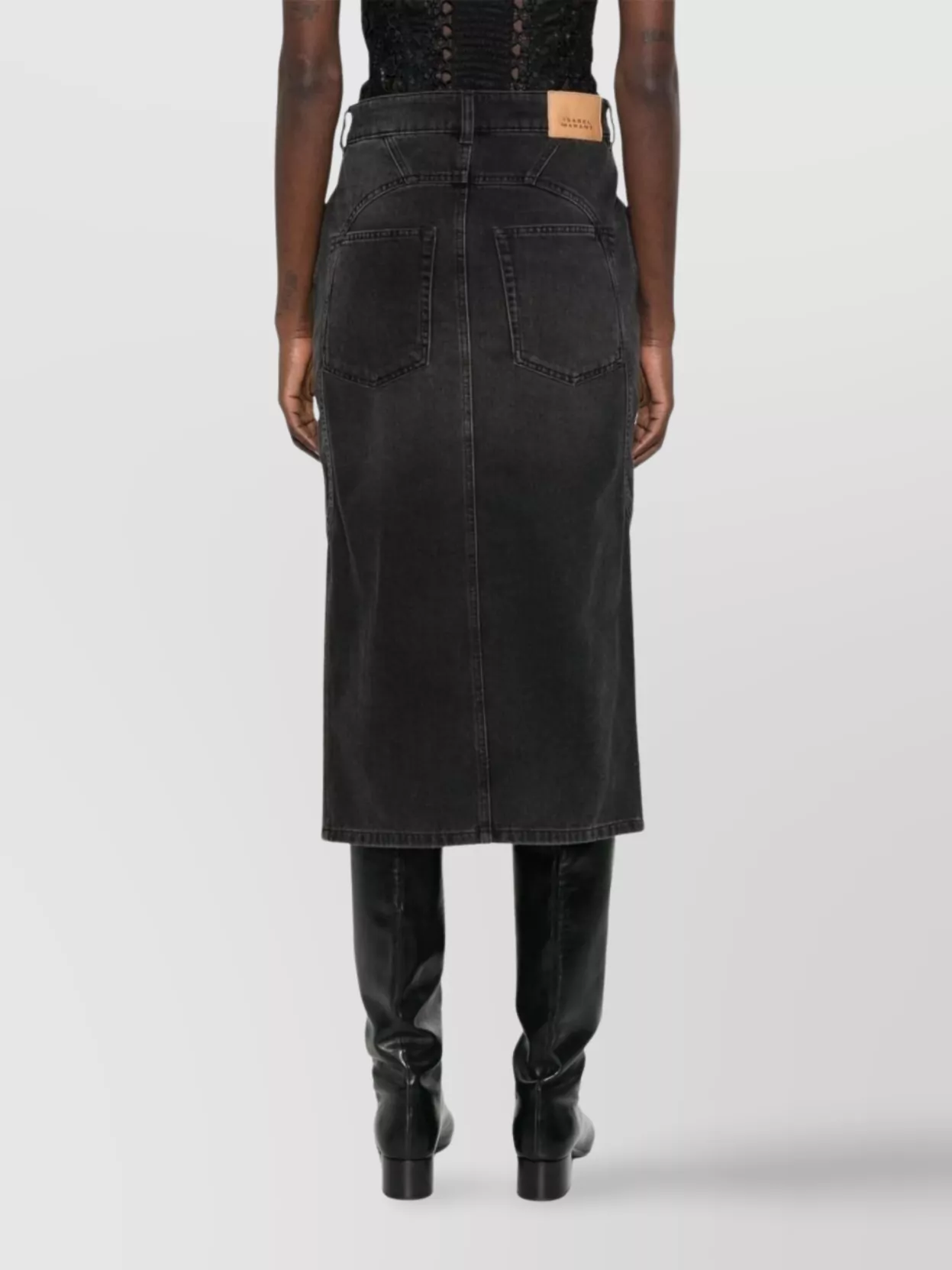 Shop Isabel Marant Denim Midi Skirt Front Slit