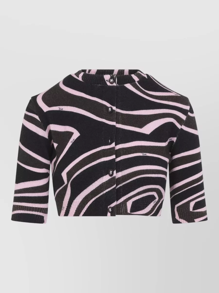 Pucci wool cropped printed cardigan