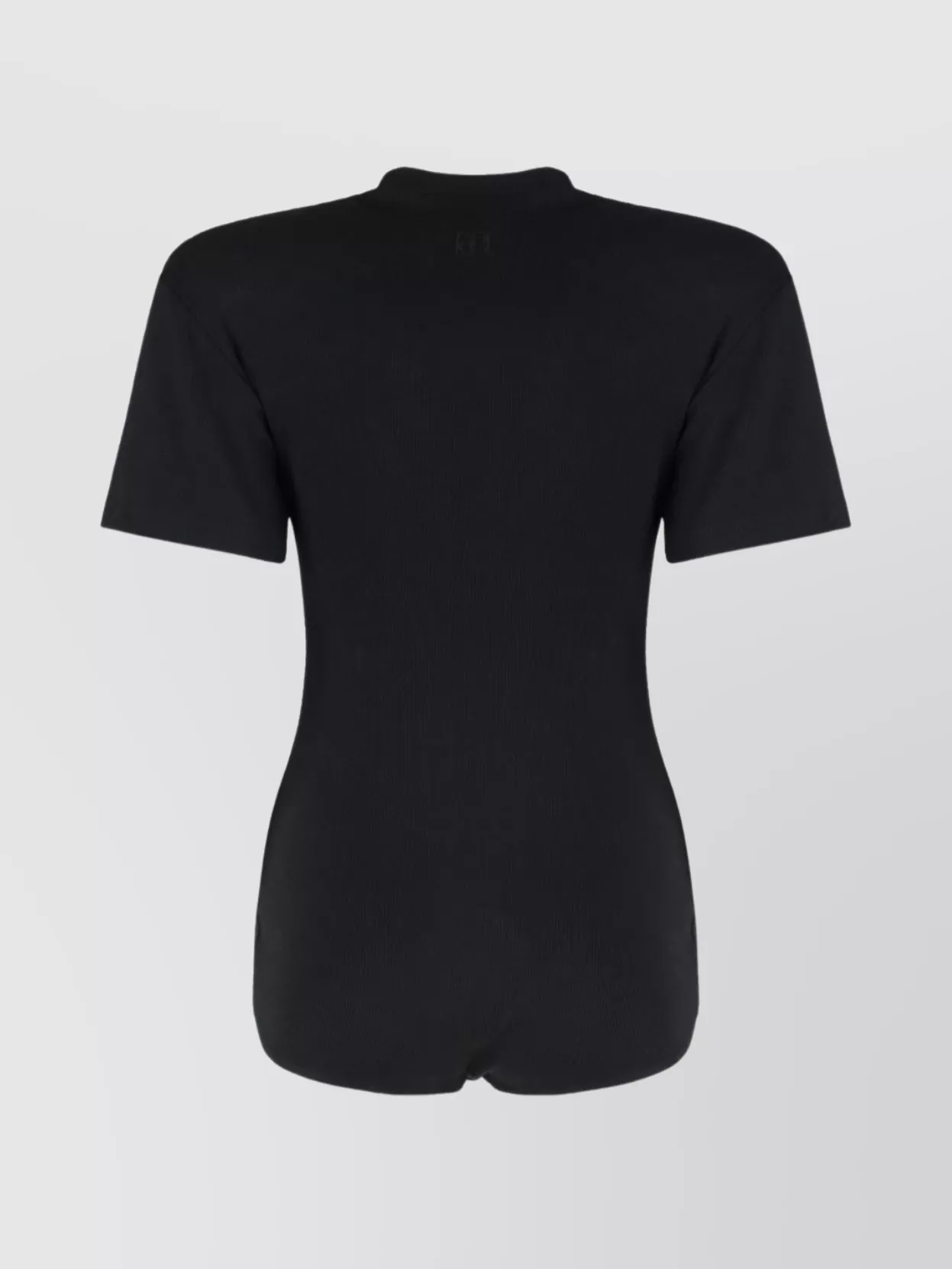 Magda Butrym Ribbed Knit Padded Shoulder Bodysuit In Black