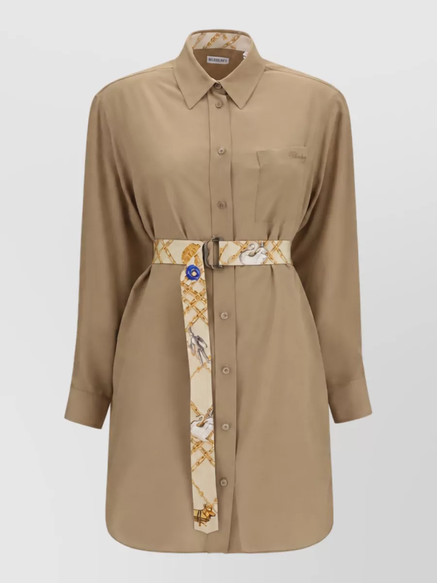 Burberry silk long-sleeve shirt dress