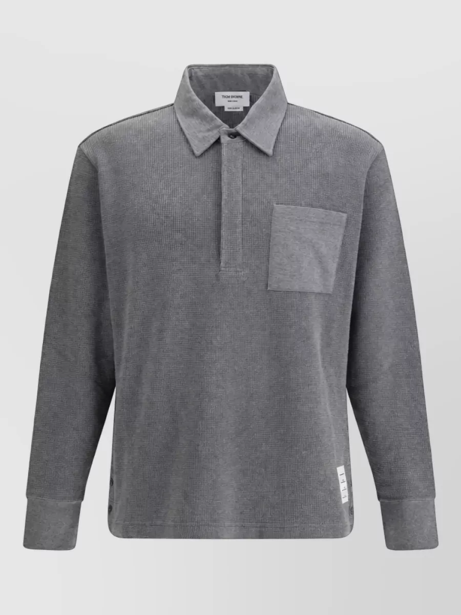 Thom Browne long sleeve cotton polo shirt
